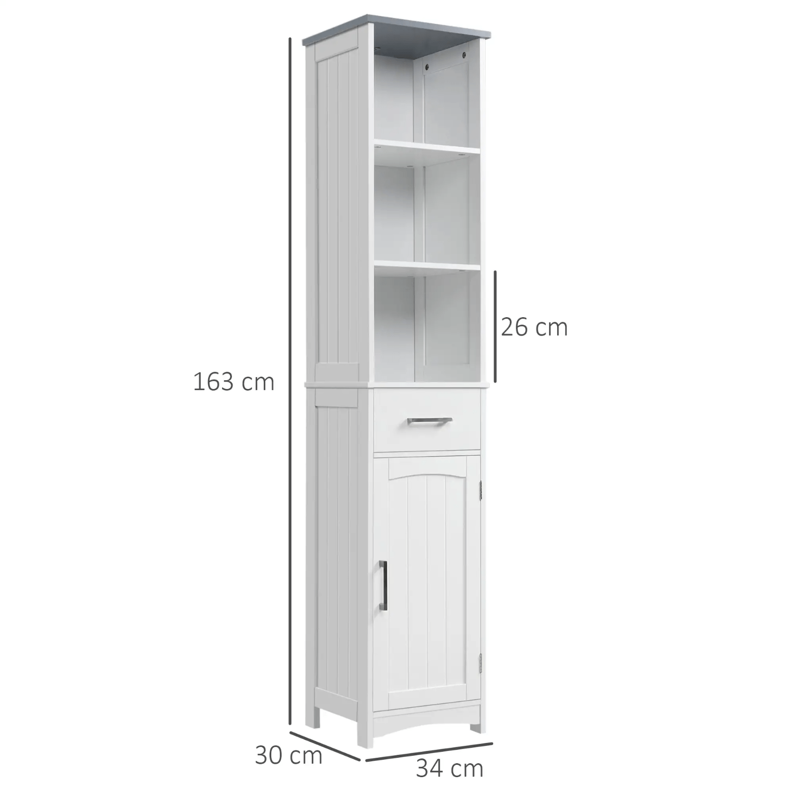 Tallboy Bathroom Storage Cabinet Linen Tower Slim White Cupboard Organiser Unit - Home and Garden Furniture Shop - rustic - furniture