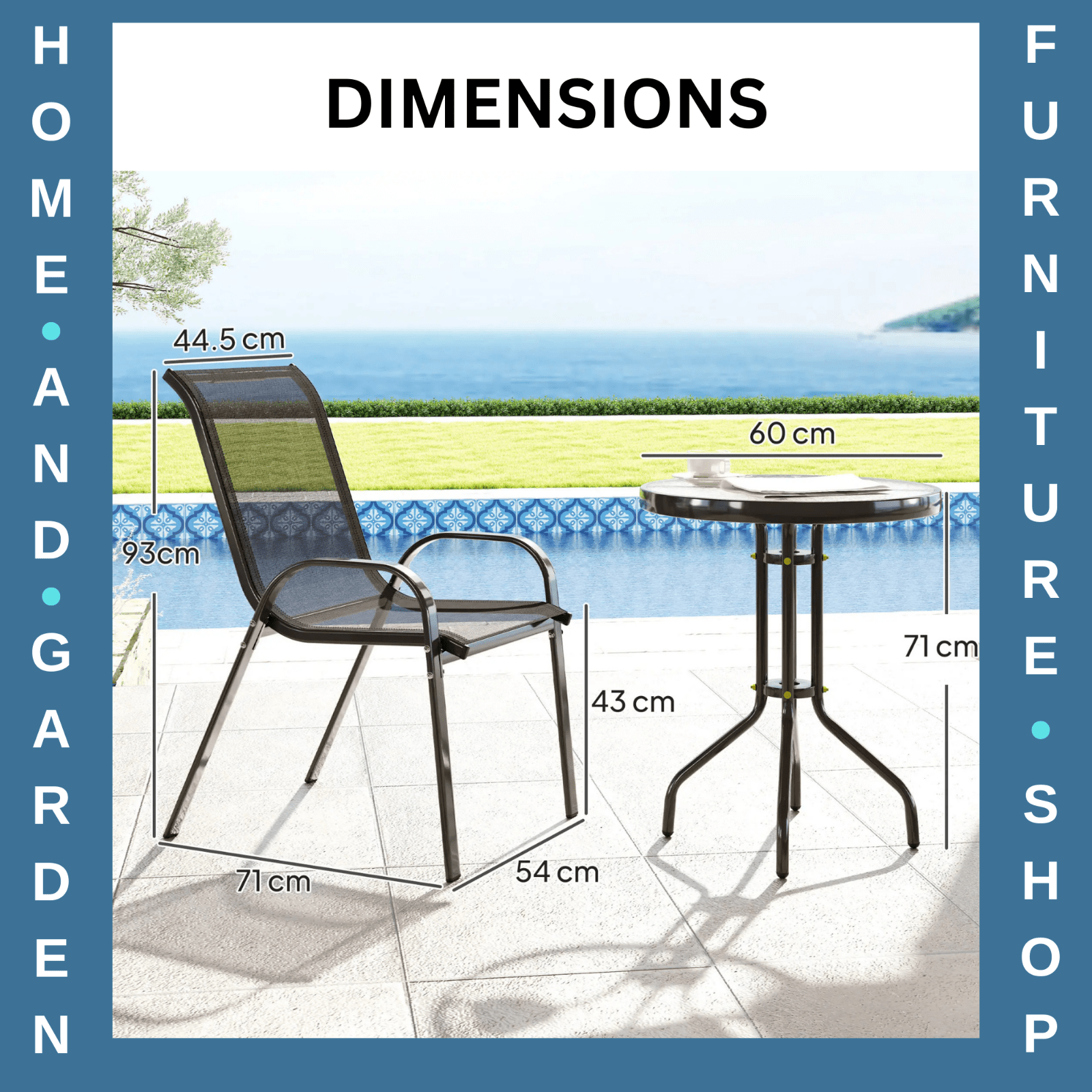 Three - Piece Garden Bistro Set with Stackable Chairs - Outdoor Patio Furniture - Home and Garden Furniture Shop - rustic - furniture