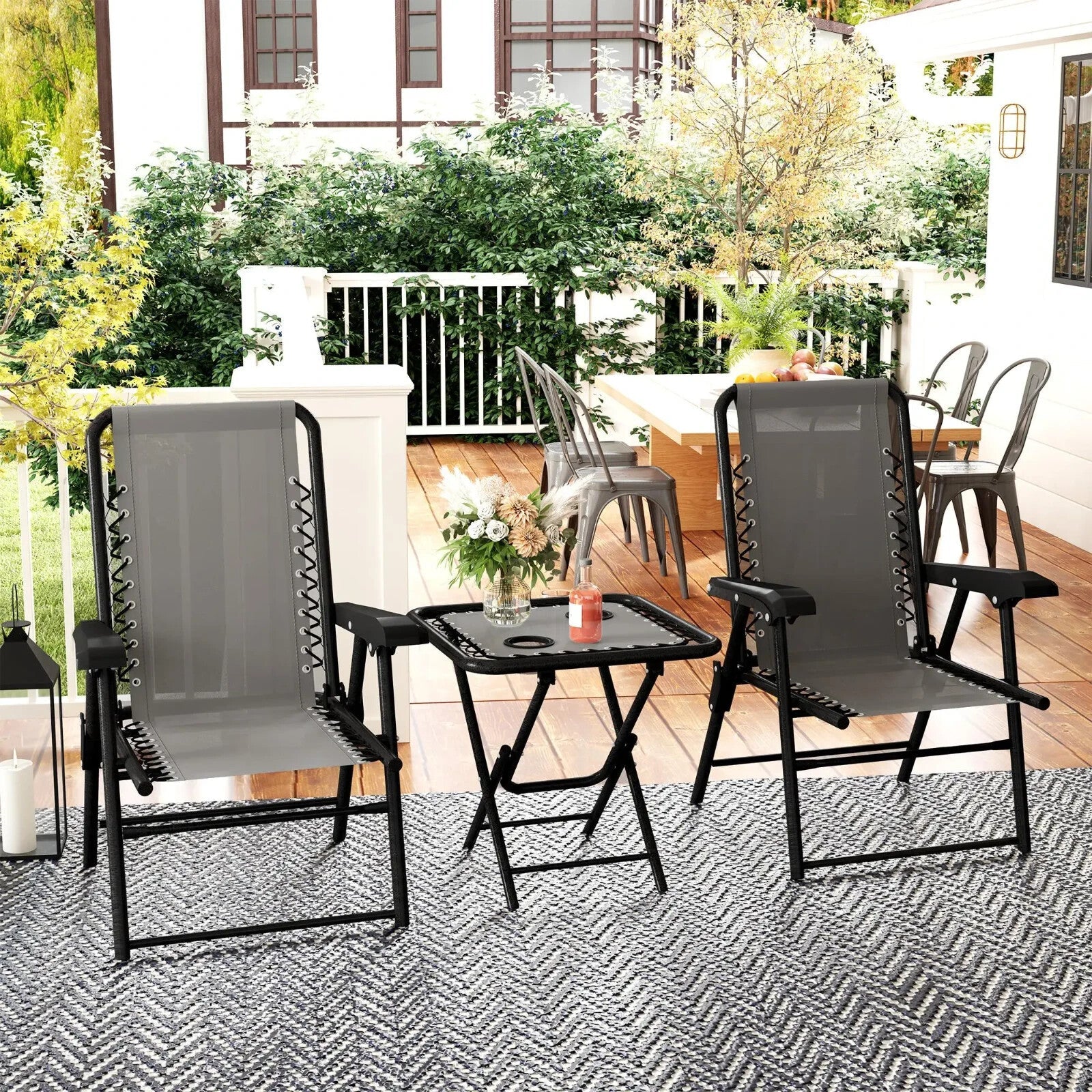Three Piece Garden Furniture Set with Table and Chairs Outdoor Patio Bistro Set - Home and Garden Furniture Shop - rustic - furniture