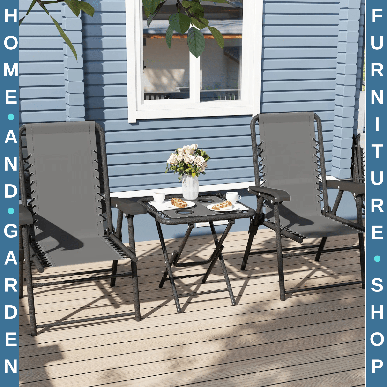 Three Piece Garden Furniture Set with Table and Chairs Outdoor Patio Bistro Set - Home and Garden Furniture Shop - rustic - furniture