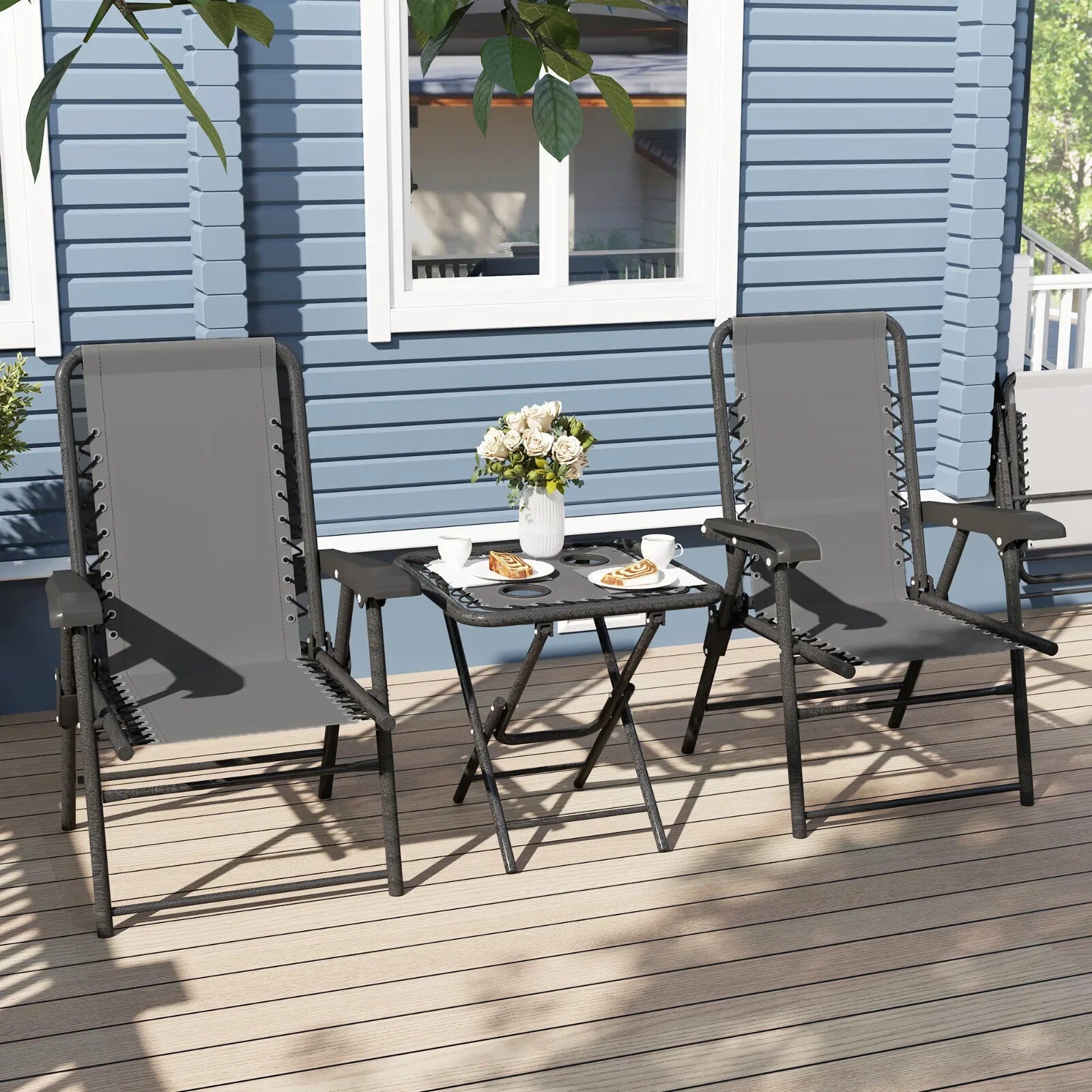Three Piece Garden Furniture Set with Table and Chairs Outdoor Patio Bistro Set - Home and Garden Furniture Shop - rustic - furniture