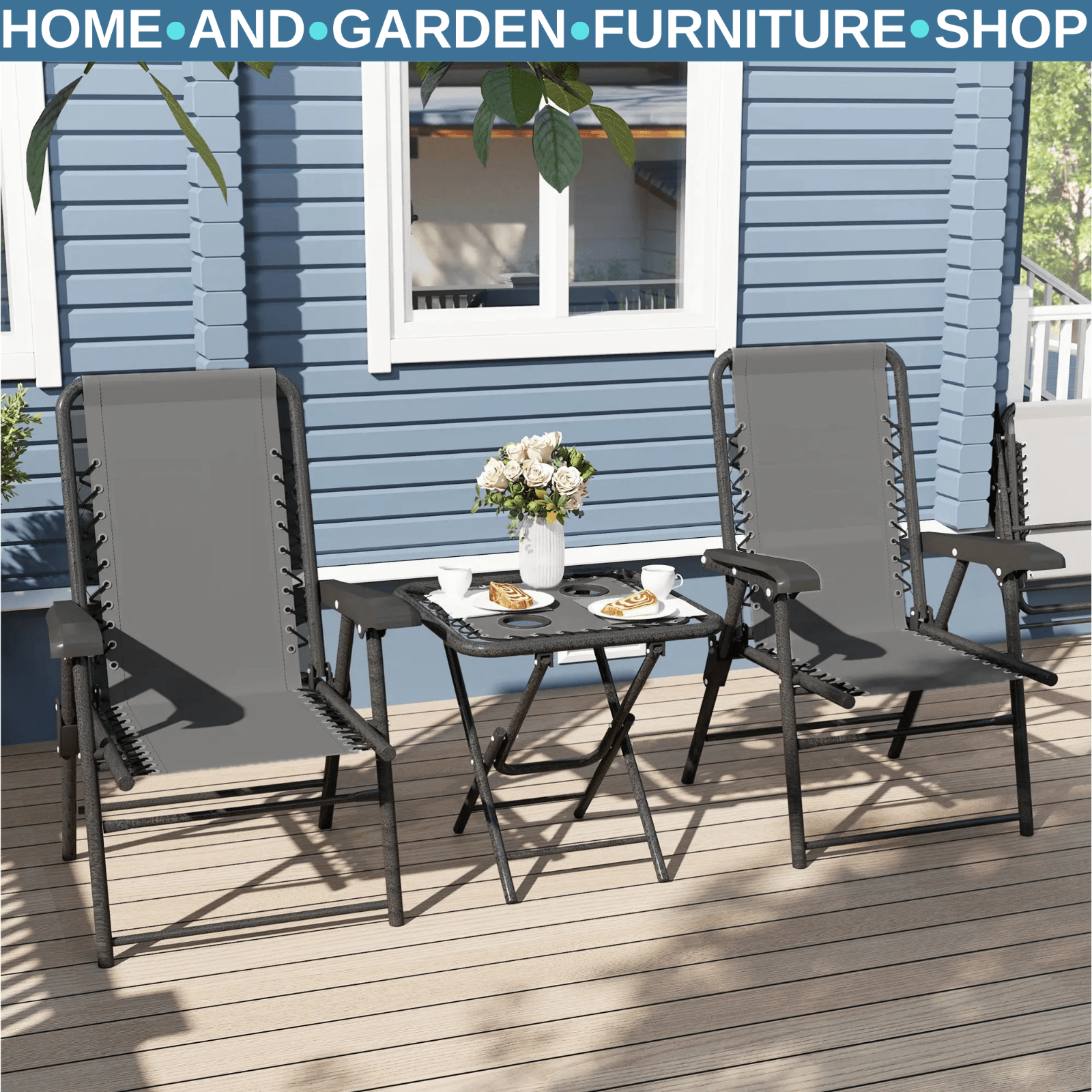 Three Piece Garden Furniture Set with Table and Chairs Outdoor Patio Bistro Set - Home and Garden Furniture Shop - rustic - furniture
