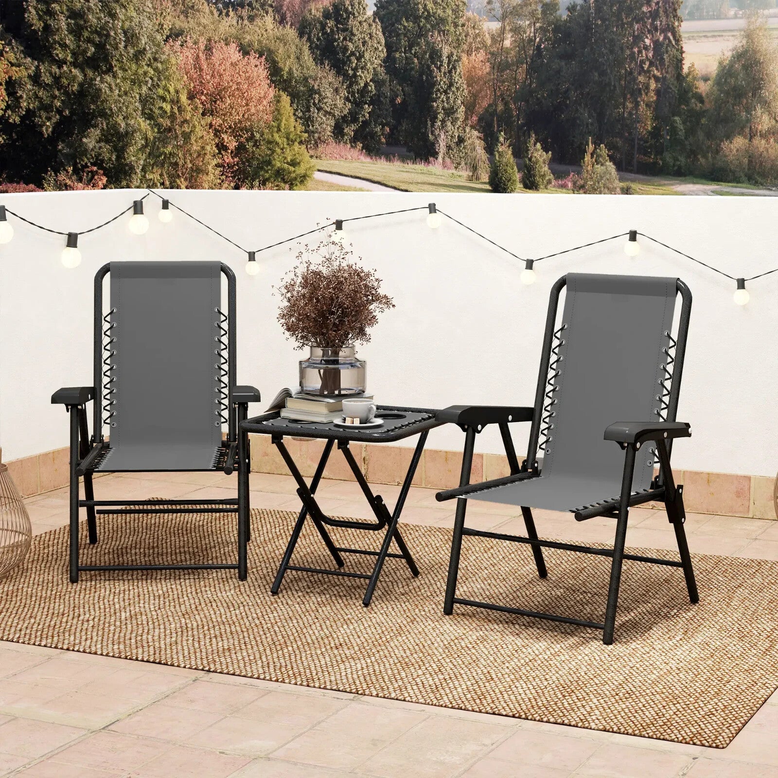 Three Piece Garden Furniture Set with Table and Chairs Outdoor Patio Bistro Set - Home and Garden Furniture Shop - rustic - furniture