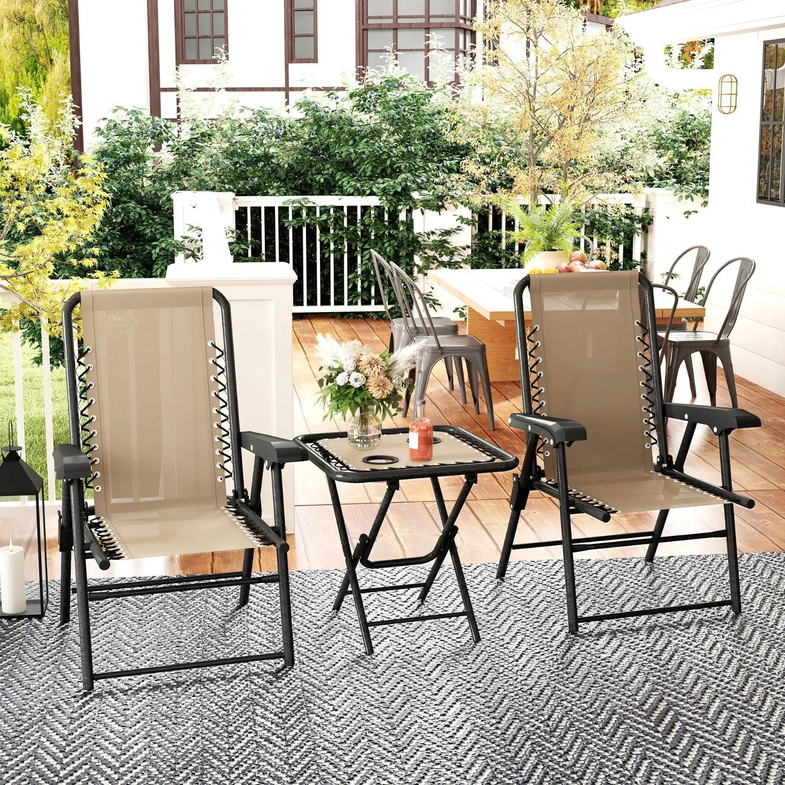 Three Piece Garden Table and Chair Set Outdoor Furniture Patio Bistro Set - Home and Garden Furniture Shop - rustic - furniture