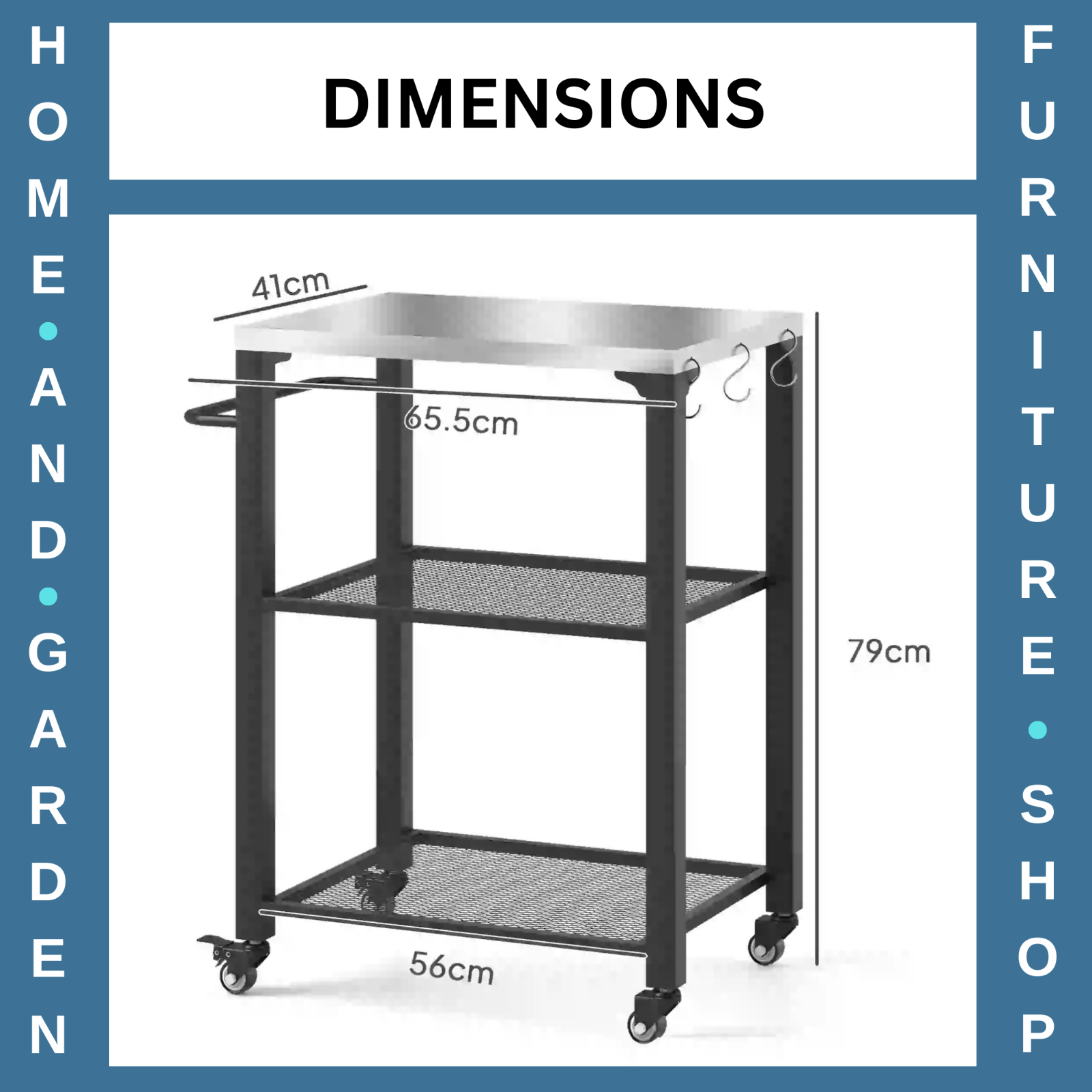 Three Shelf Outdoor Grill Cart Stainless Steel Top Kitchen Trolley with Wheels - Home and Garden Furniture Shop - rustic - furniture