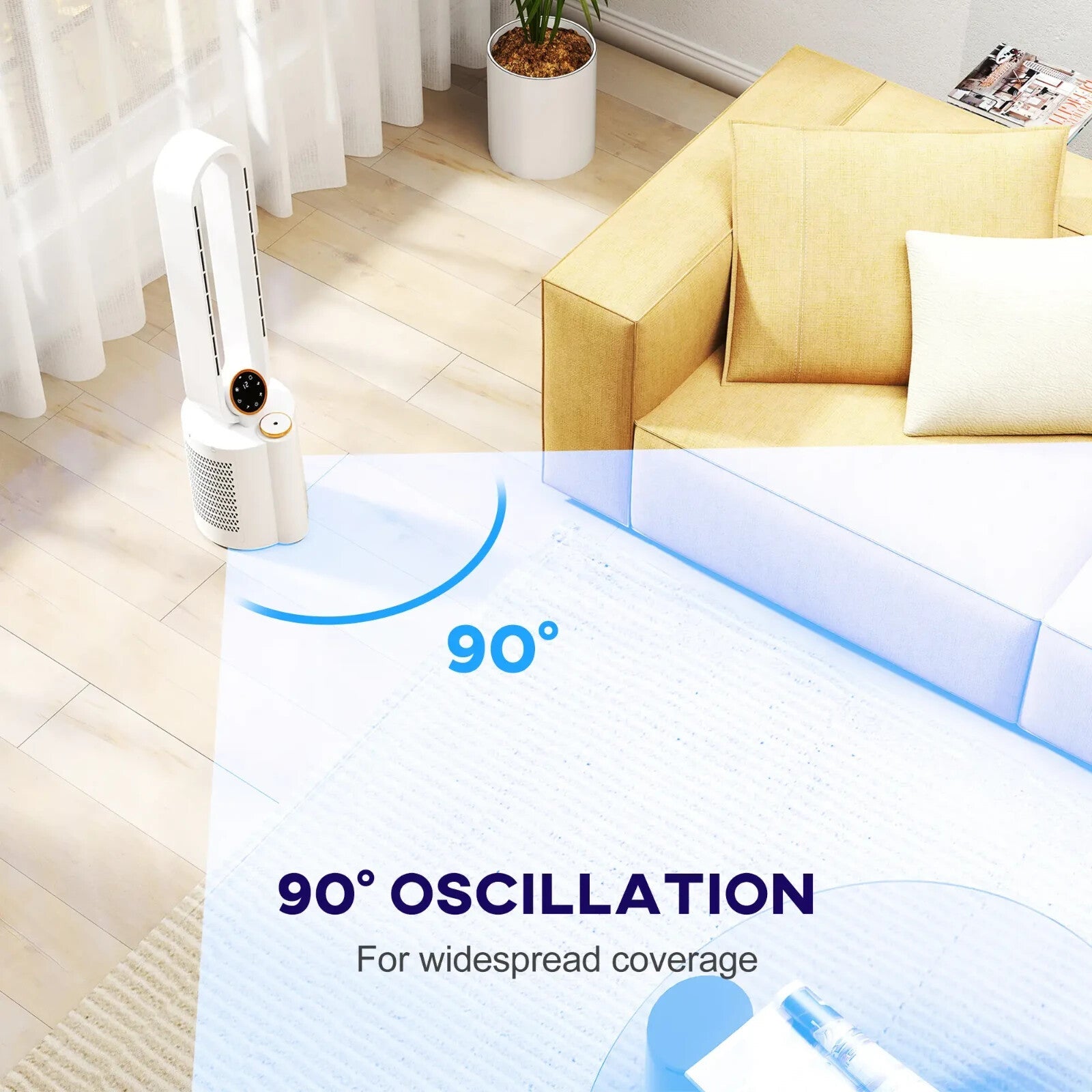 Tower Fan Bladeless Remote Control With Oscillation, Timer & 12 - Speed White - Home and Garden Furniture Shop - rustic - furniture