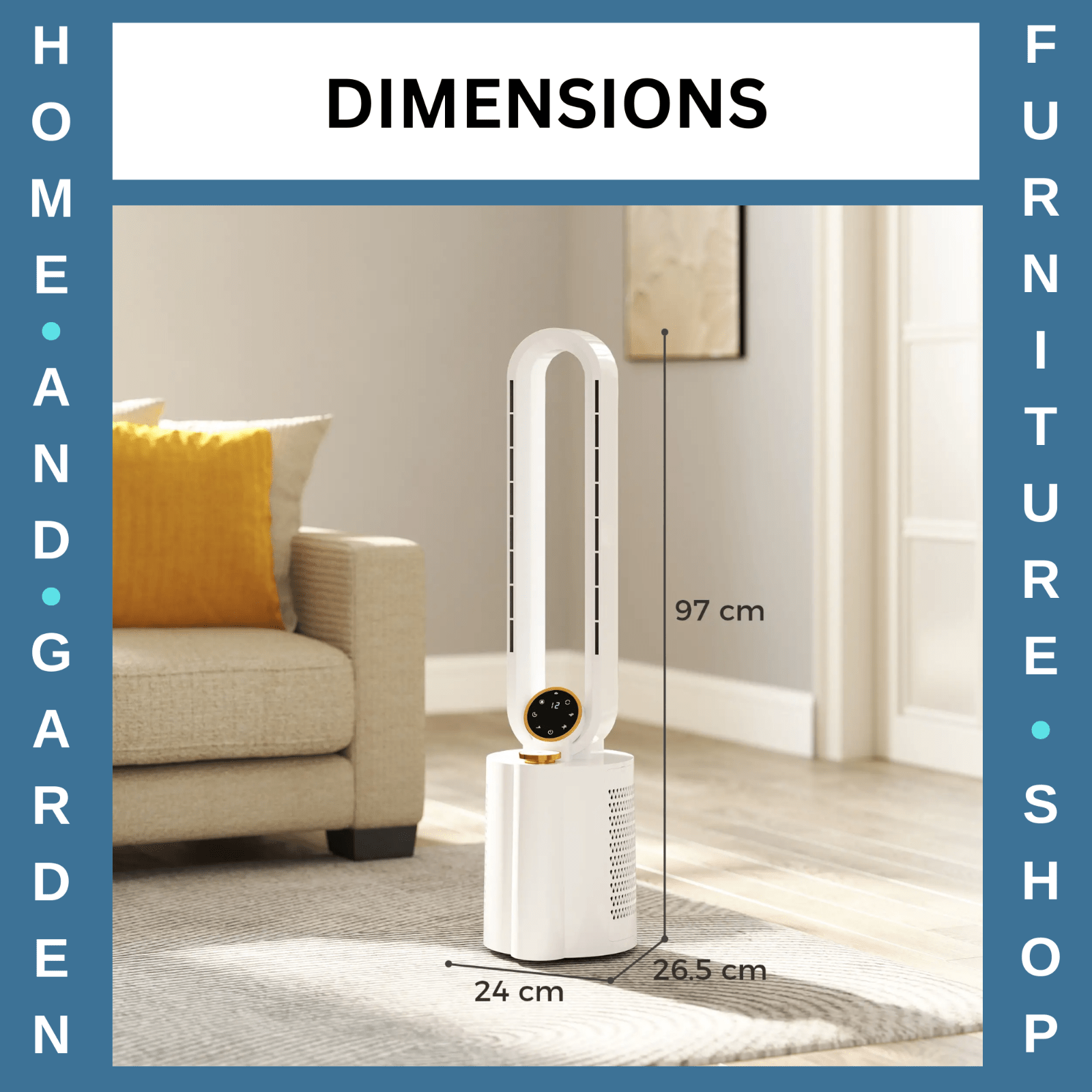 Tower Fan Bladeless Remote Control With Oscillation, Timer & 12 - Speed White - Home and Garden Furniture Shop - rustic - furniture