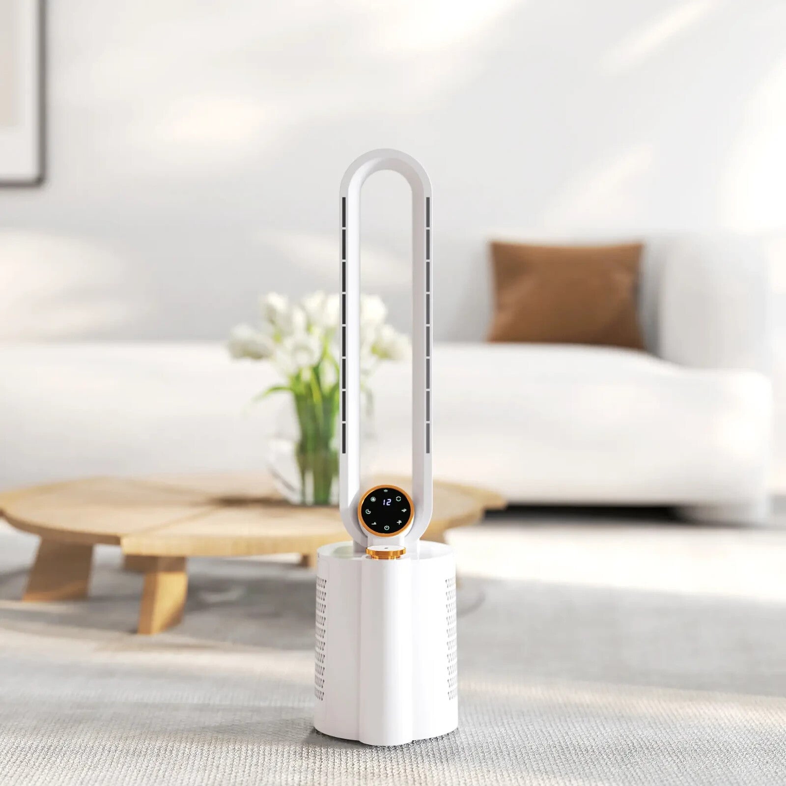 Tower Fan Bladeless Remote Control With Oscillation, Timer & 12 - Speed White - Home and Garden Furniture Shop - rustic - furniture