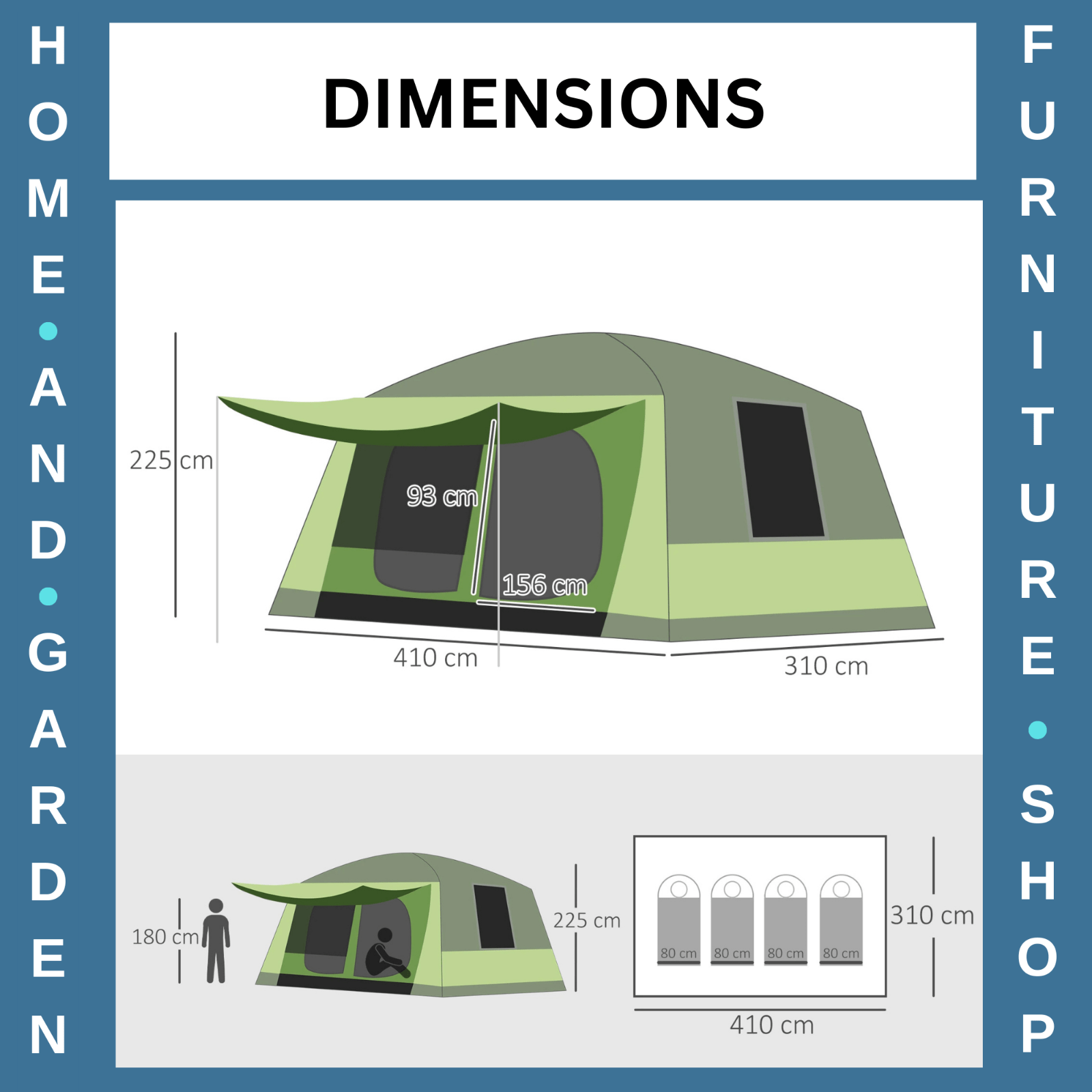 Tunnel Camping Tent with Porch 2 Rooms Lantern Hook & Portable Carry Bag Shelter - Home and Garden Furniture Shop - rustic - furniture