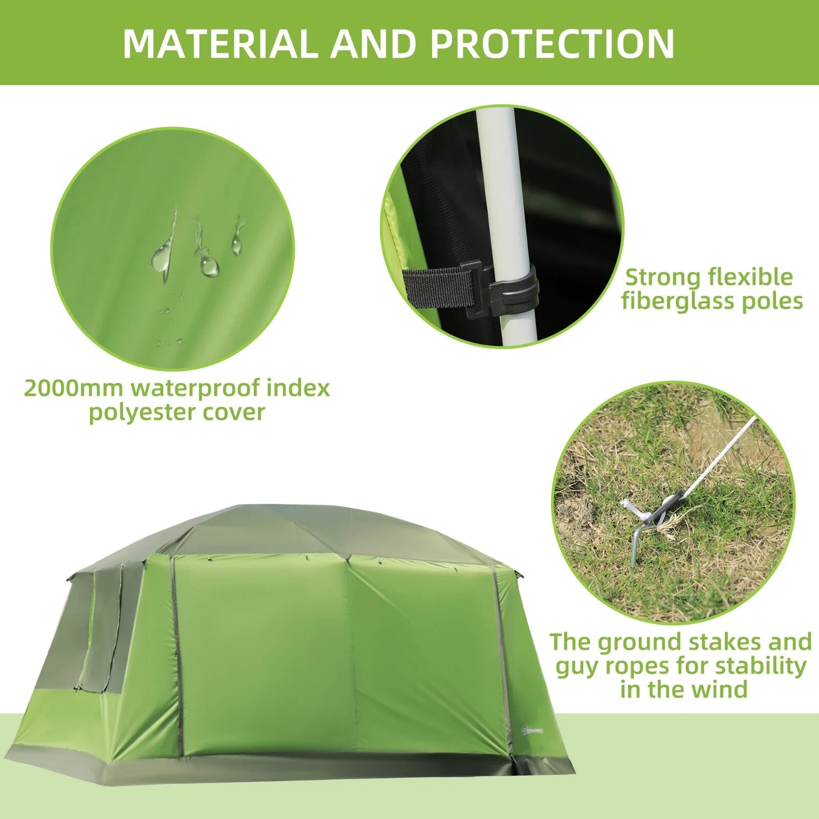 Tunnel Camping Tent with Porch 2 Rooms Lantern Hook & Portable Carry Bag Shelter - Home and Garden Furniture Shop - rustic - furniture
