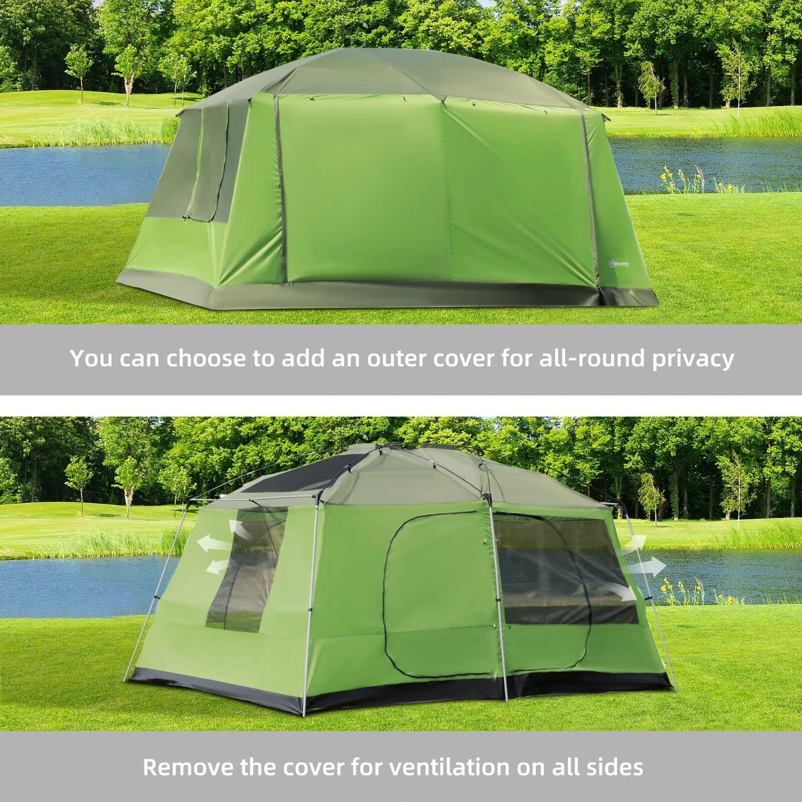 Tunnel Camping Tent with Porch 2 Rooms Lantern Hook & Portable Carry Bag Shelter - Home and Garden Furniture Shop - rustic - furniture