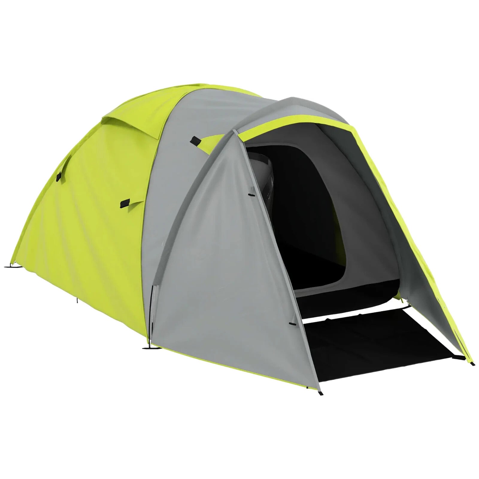 Two - Man Dome Tent 2 Rooms and 2000mm Waterproof with Front Porch Yellow Grey - Home and Garden Furniture Shop - rustic - furniture