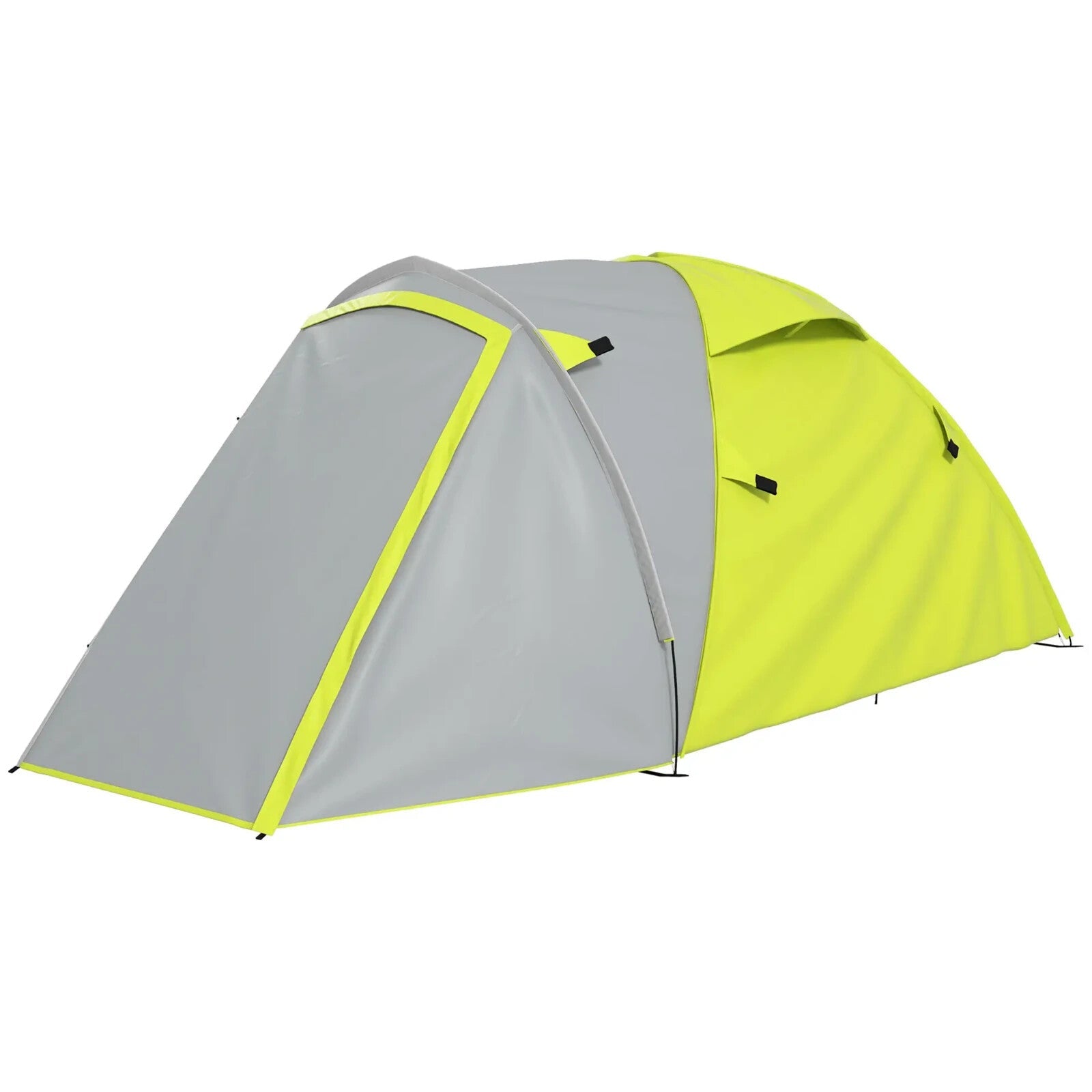 Two - Man Dome Tent 2 Rooms and 2000mm Waterproof with Front Porch Yellow Grey - Home and Garden Furniture Shop - rustic - furniture