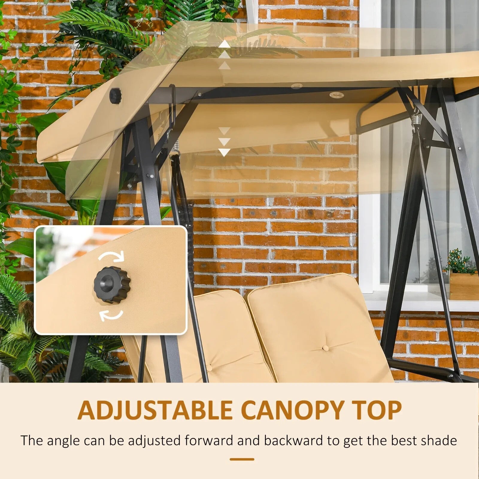 Two Seater Garden Swing Bench with Adjustable Canopy Outdoor Patio Swing Seat - Home and Garden Furniture Shop - rustic - furniture