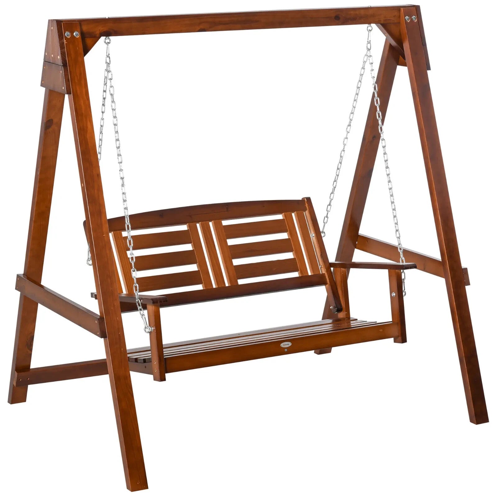 Two Seater Wooden Garden Swing Chair with Armrests Patio Hammock Bench for Yard - Home and Garden Furniture Shop - rustic - furniture