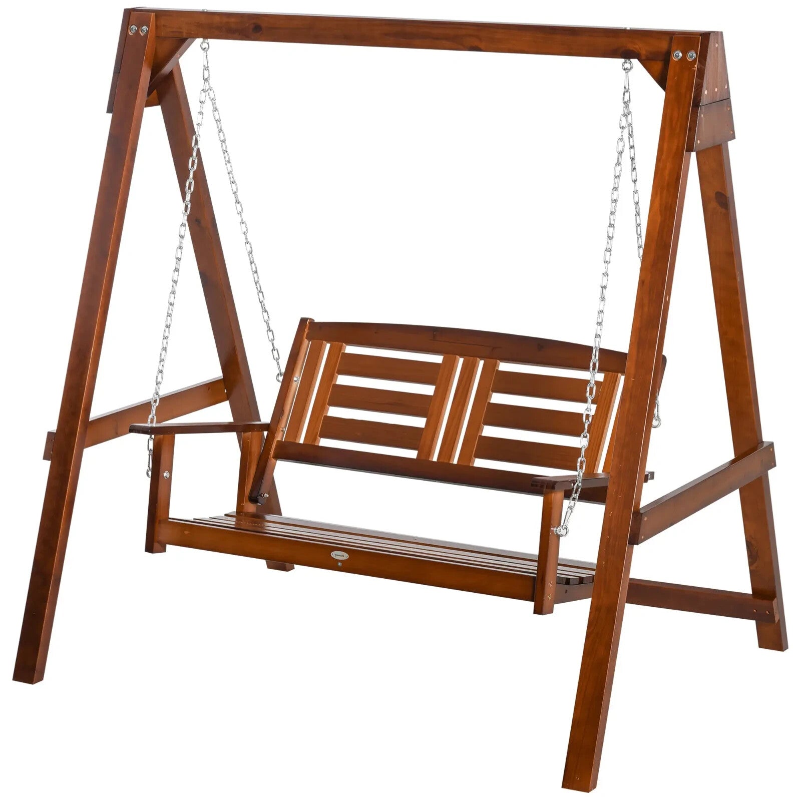 Two Seater Wooden Garden Swing Chair with Armrests Patio Hammock Bench for Yard - Home and Garden Furniture Shop - rustic - furniture