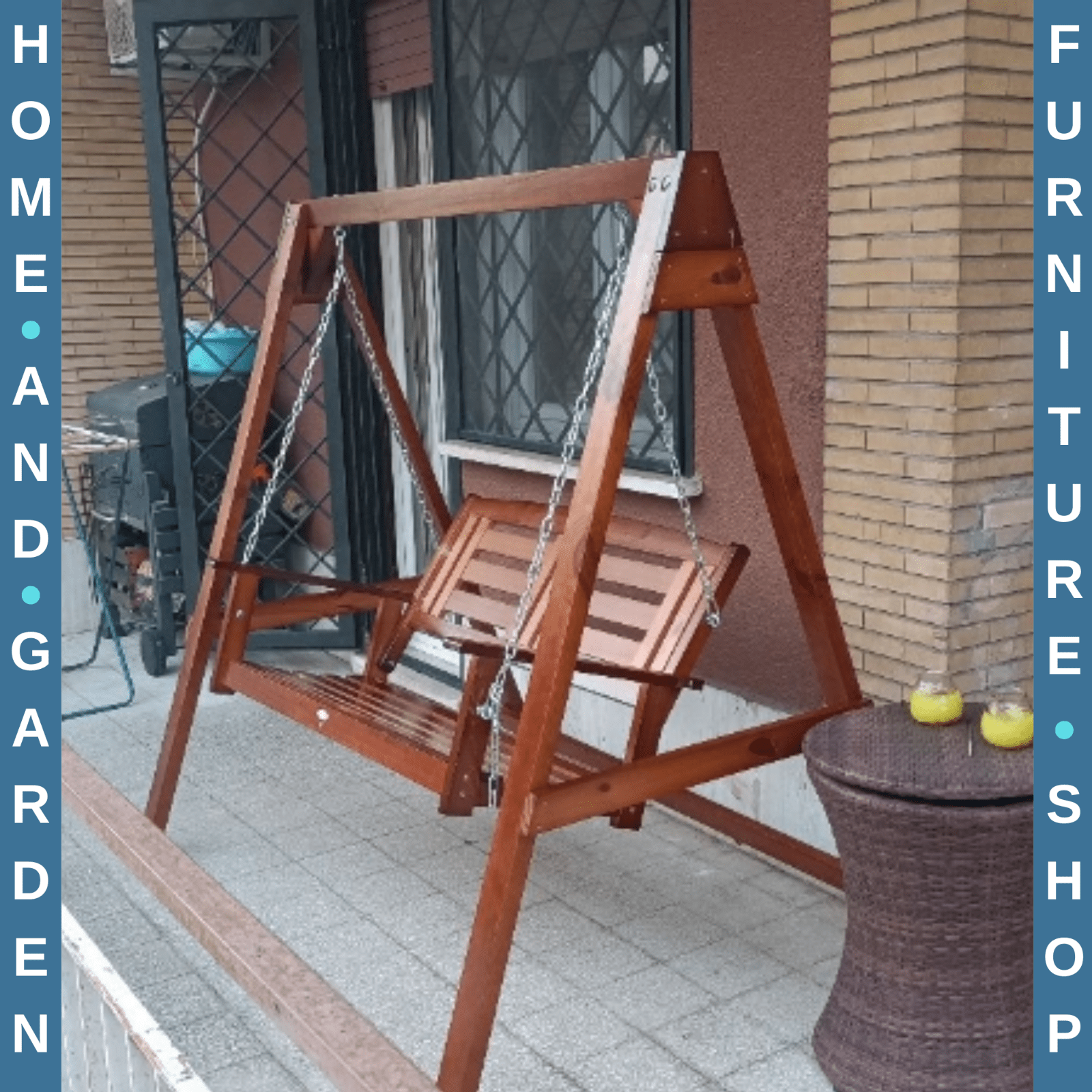 Two Seater Wooden Garden Swing Chair with Armrests Patio Hammock Bench for Yard - Home and Garden Furniture Shop - rustic - furniture