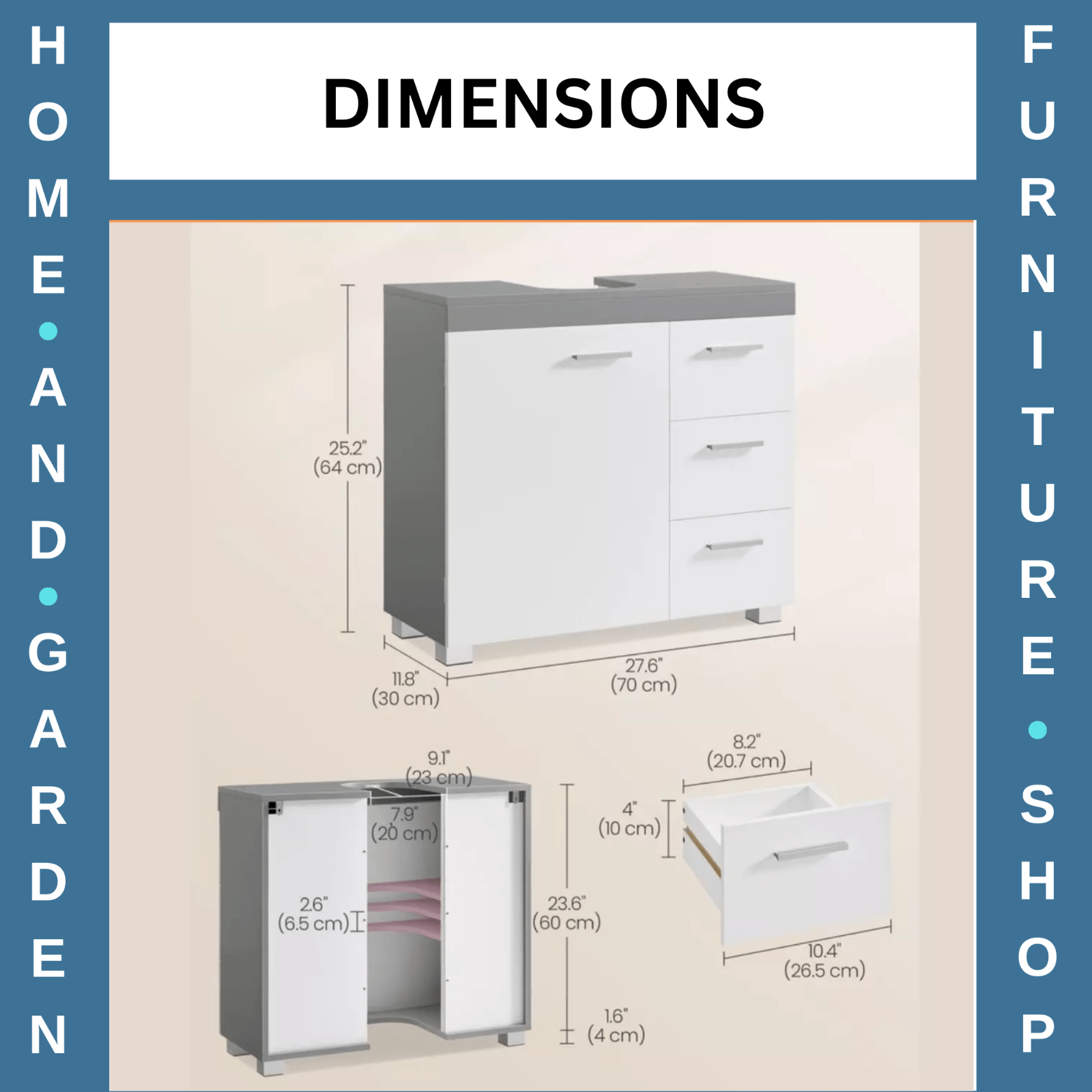 Under Sink Bathroom Vanity Unit Wash Basin Base Cabinet Drawers Cupboard Storage - Home and Garden Furniture Shop - rustic - furniture