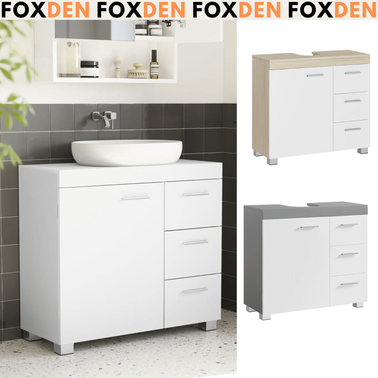 Under Sink Bathroom Vanity Unit Wash Basin Base Cabinet Drawers Cupboard Storage - Home and Garden Furniture Shop - #rustic - furniture#