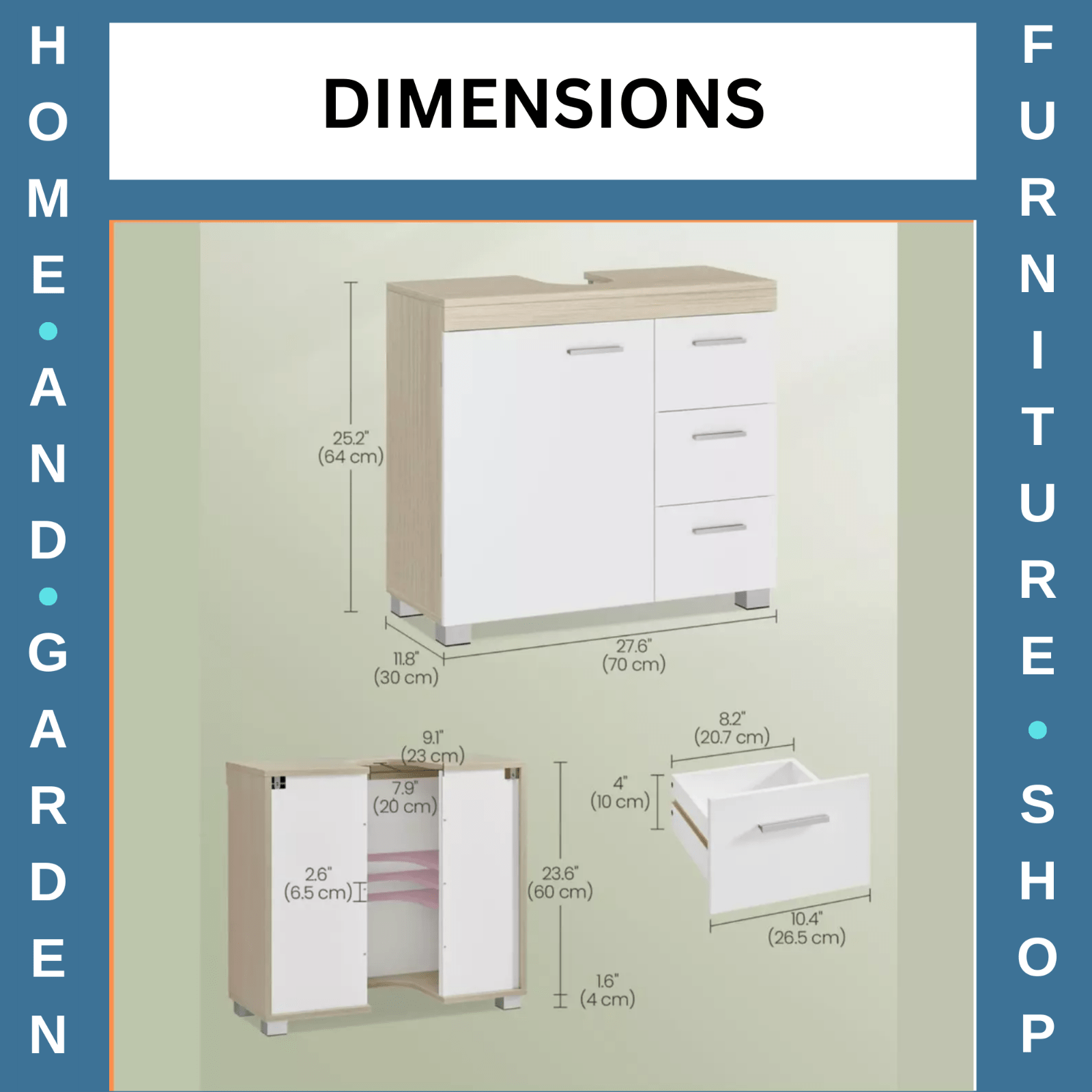 Under Sink Bathroom Vanity Unit Wash Basin Base Cabinet Drawers Cupboard Storage - Home and Garden Furniture Shop - rustic - furniture