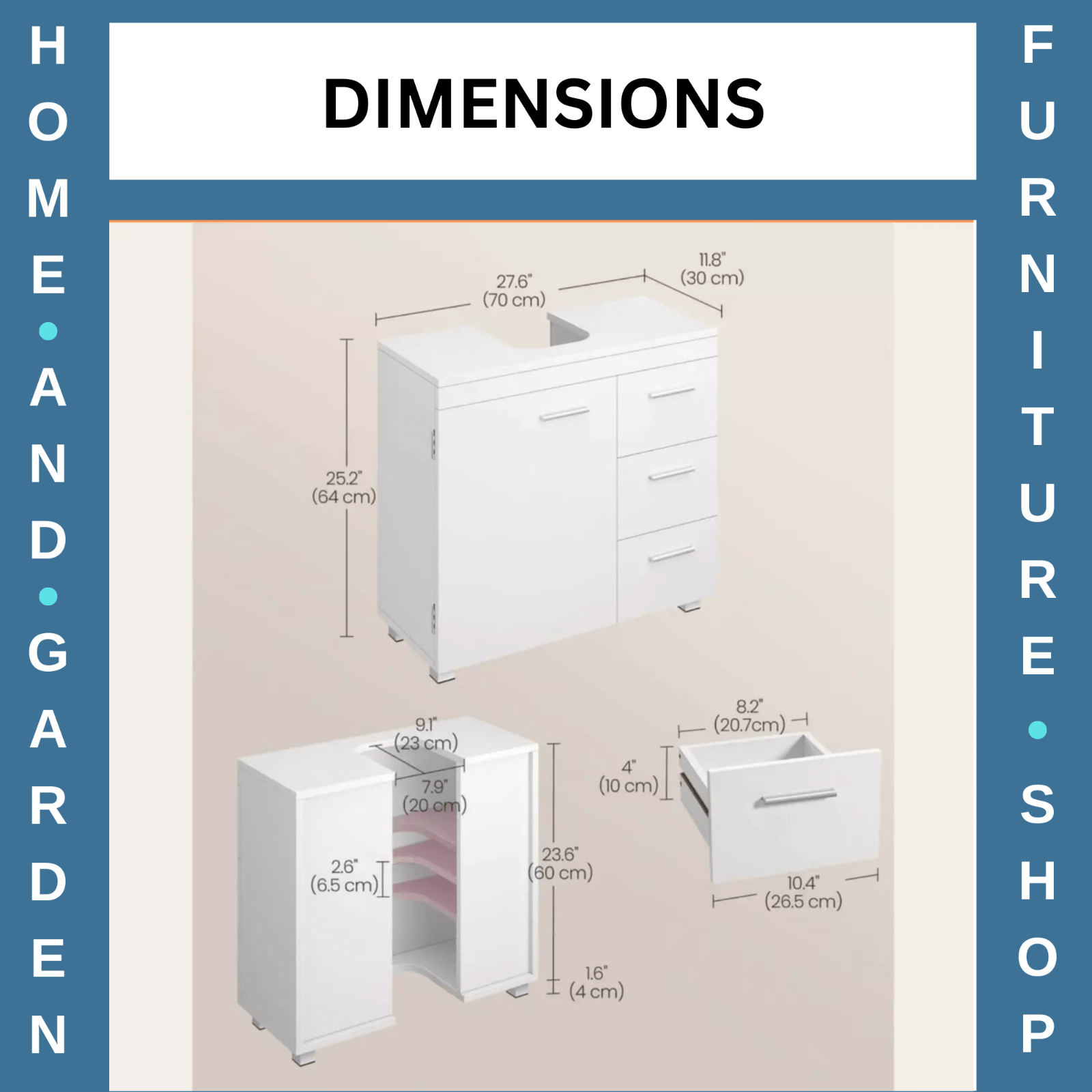 Under Sink Bathroom Vanity Unit Wash Basin Base Cabinet Drawers Cupboard Storage - Home and Garden Furniture Shop - rustic - furniture