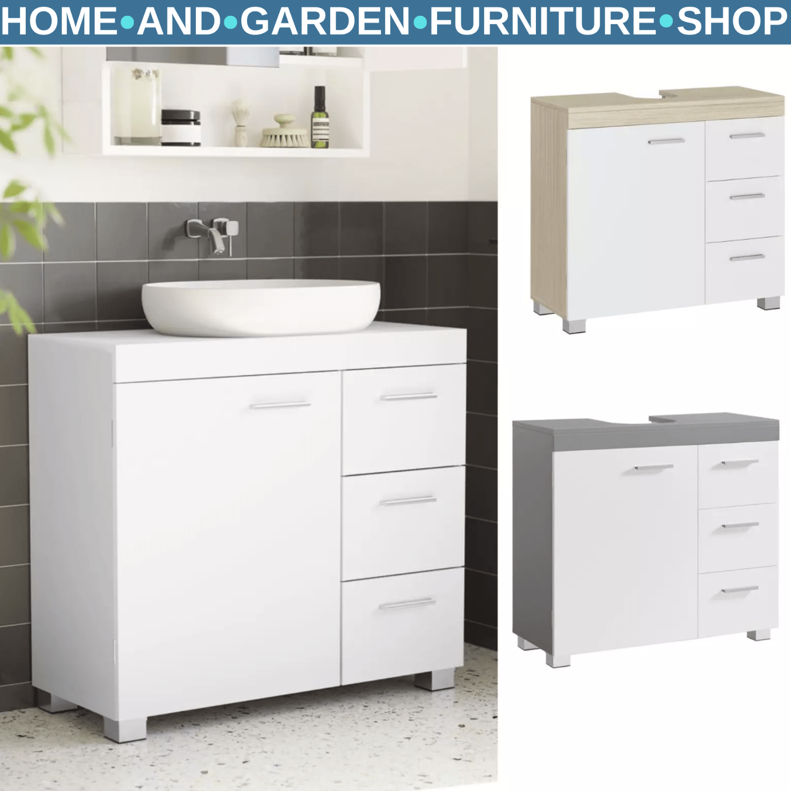 Under Sink Bathroom Vanity Unit Wash Basin Base Cabinet Drawers Cupboard Storage - Home and Garden Furniture Shop - rustic - furniture