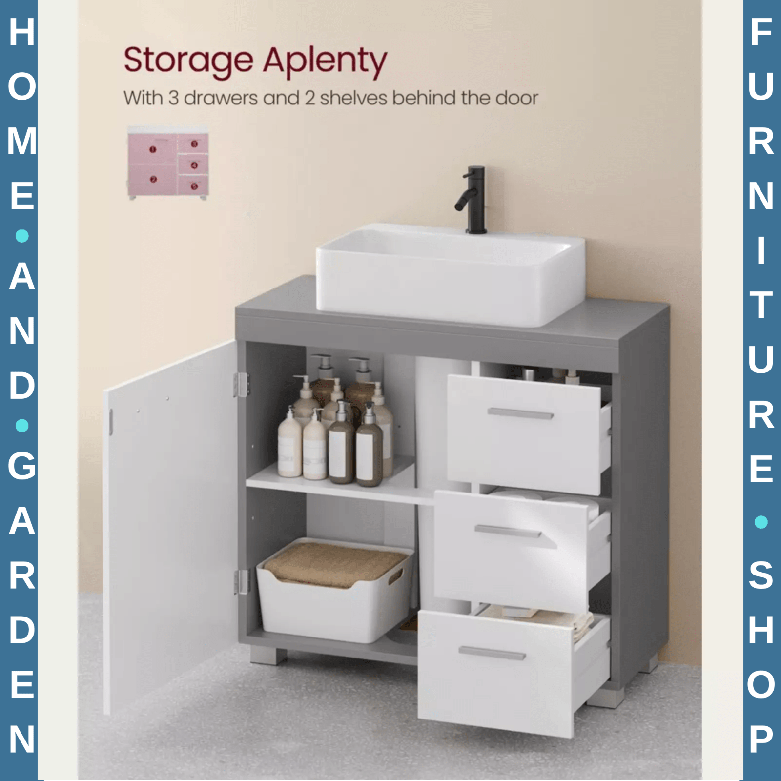 Under Sink Bathroom Vanity Unit Wash Basin Base Cabinet Drawers Cupboard Storage - Home and Garden Furniture Shop - rustic - furniture