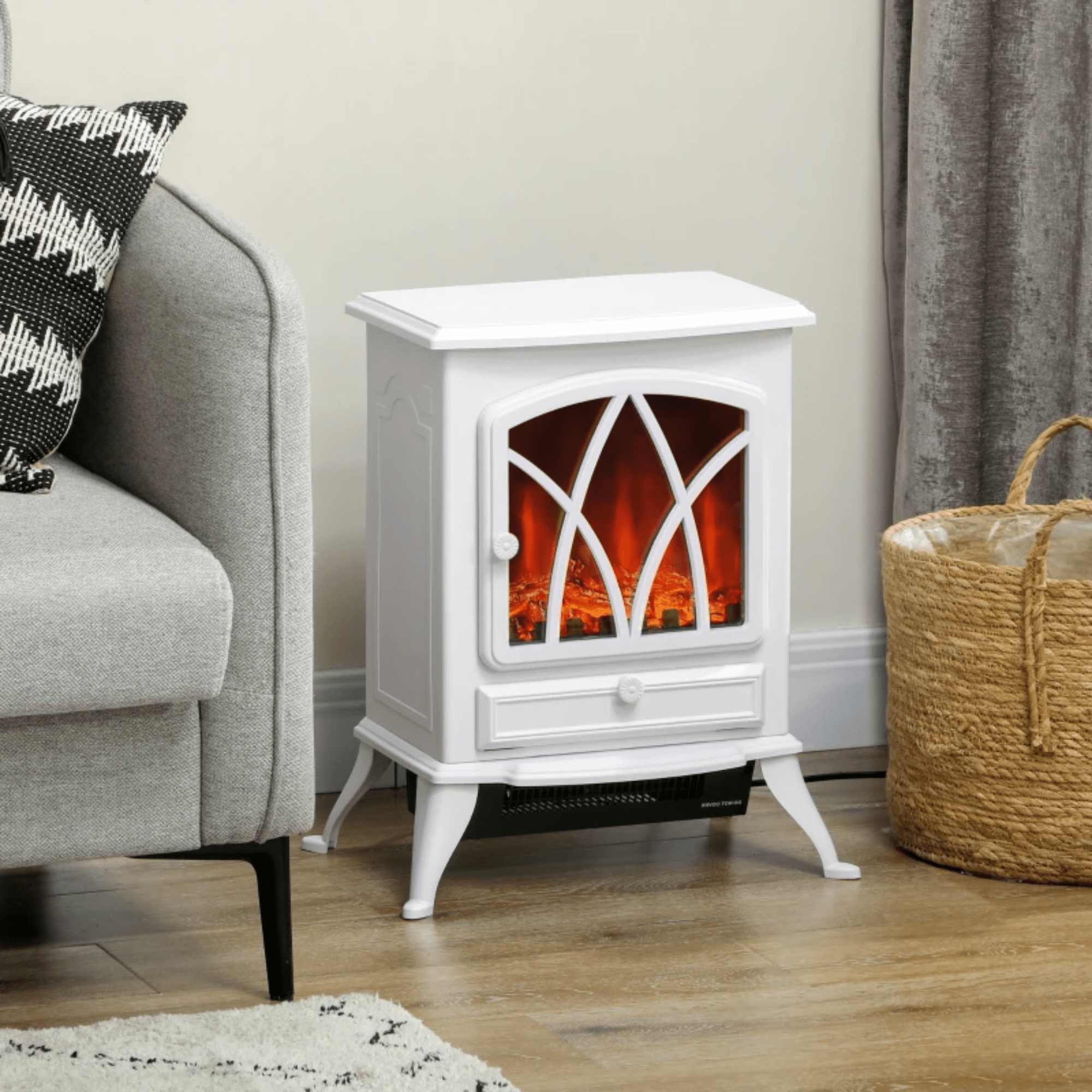 Vintage Electric Stove Fireplace Log Burning Flame Effect Portable Fan Heater - Home and Garden Furniture Shop - #rustic - furniture#