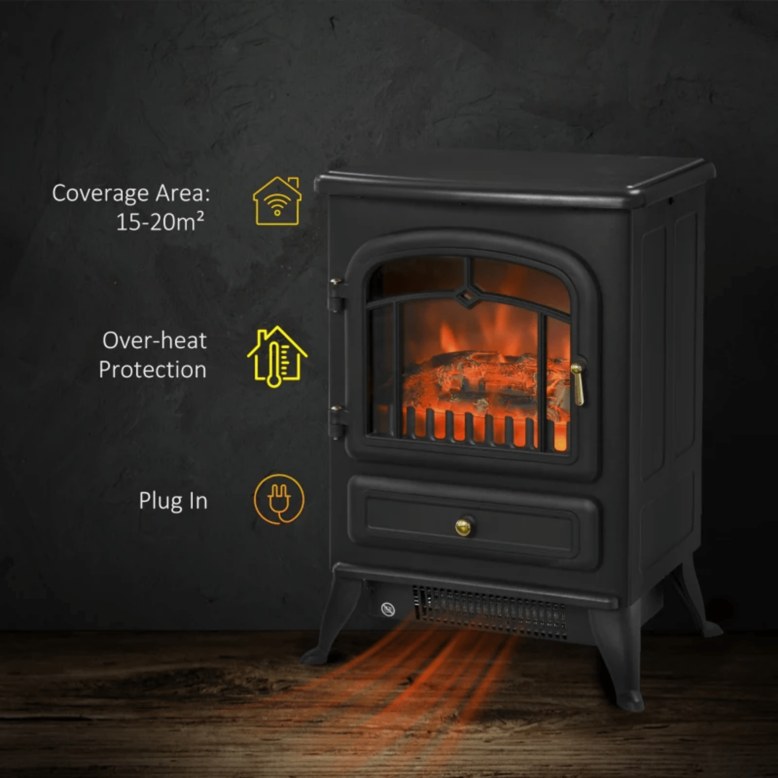 Vintage Freestanding Electric Fireplace Stove Heater Log Burning Flame Effect - Home and Garden Furniture Shop - #rustic - furniture#