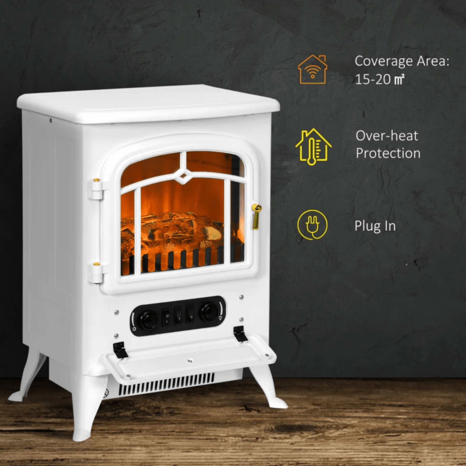 Vintage Freestanding Electric Fireplace Stove Heater Log Burning Flame Effect - Home and Garden Furniture Shop - rustic - furniture