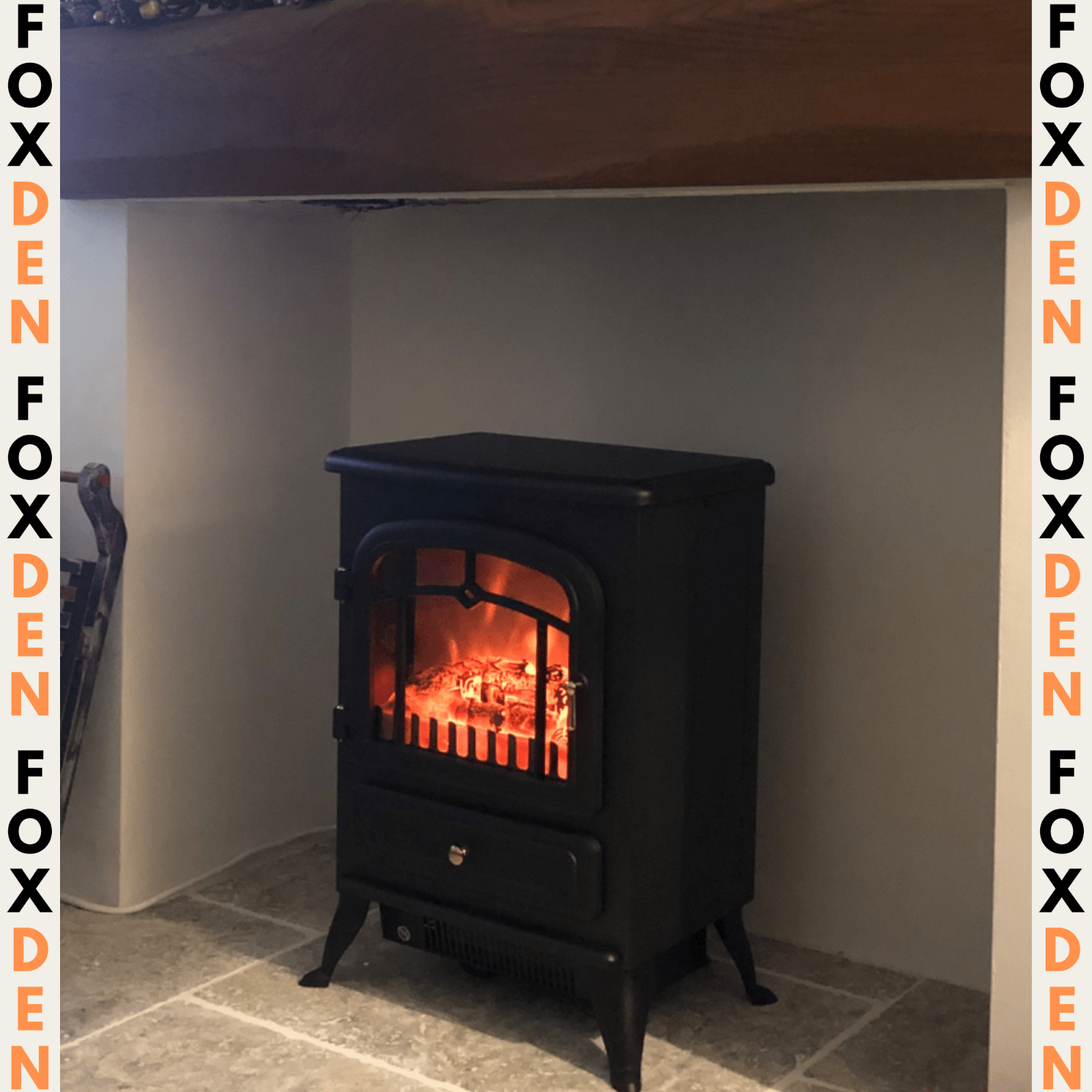 Vintage Freestanding Electric Fireplace Stove Heater Log Burning Flame Effect - Home and Garden Furniture Shop - rustic - furniture