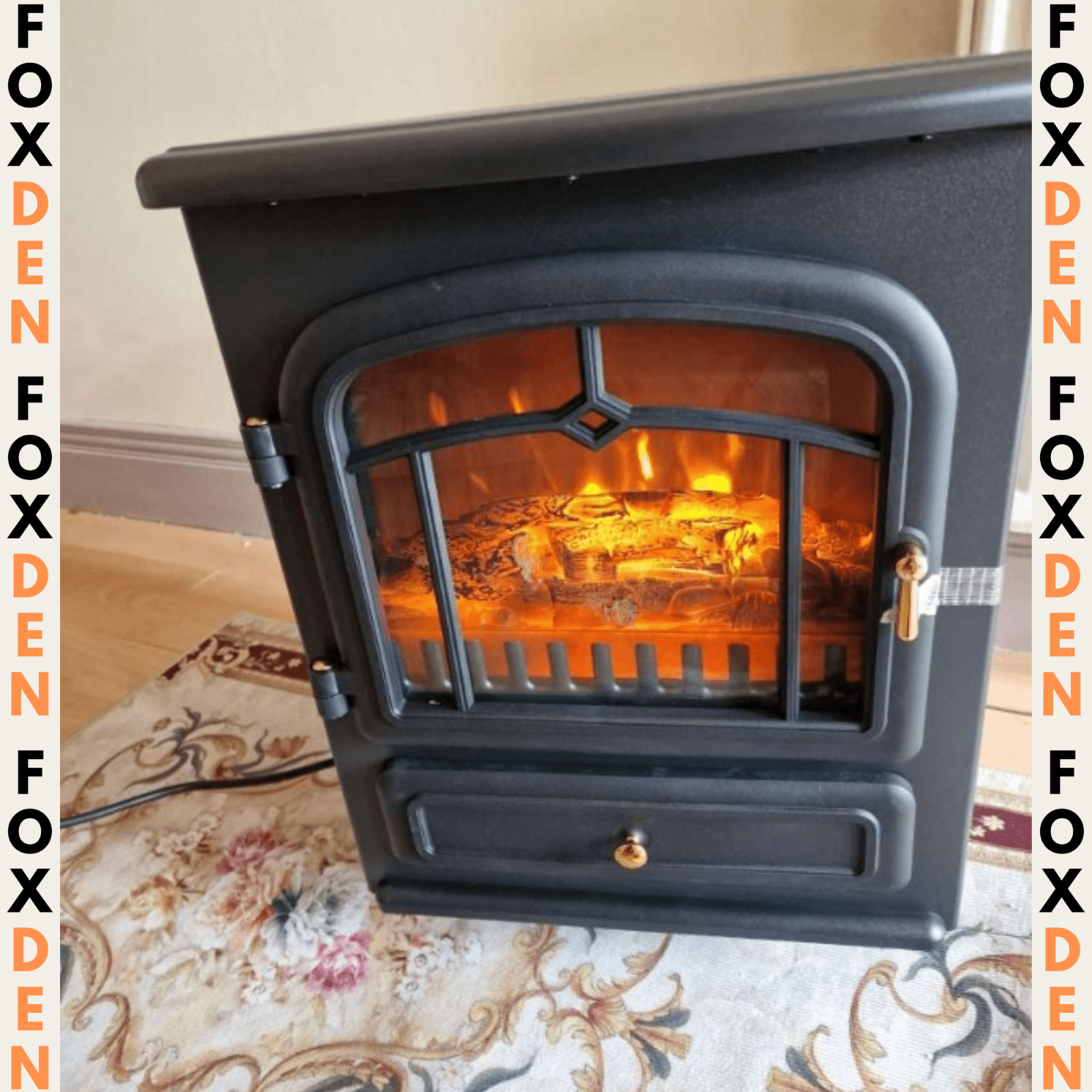 Vintage Freestanding Electric Fireplace Stove Heater Log Burning Flame Effect - Home and Garden Furniture Shop - rustic - furniture