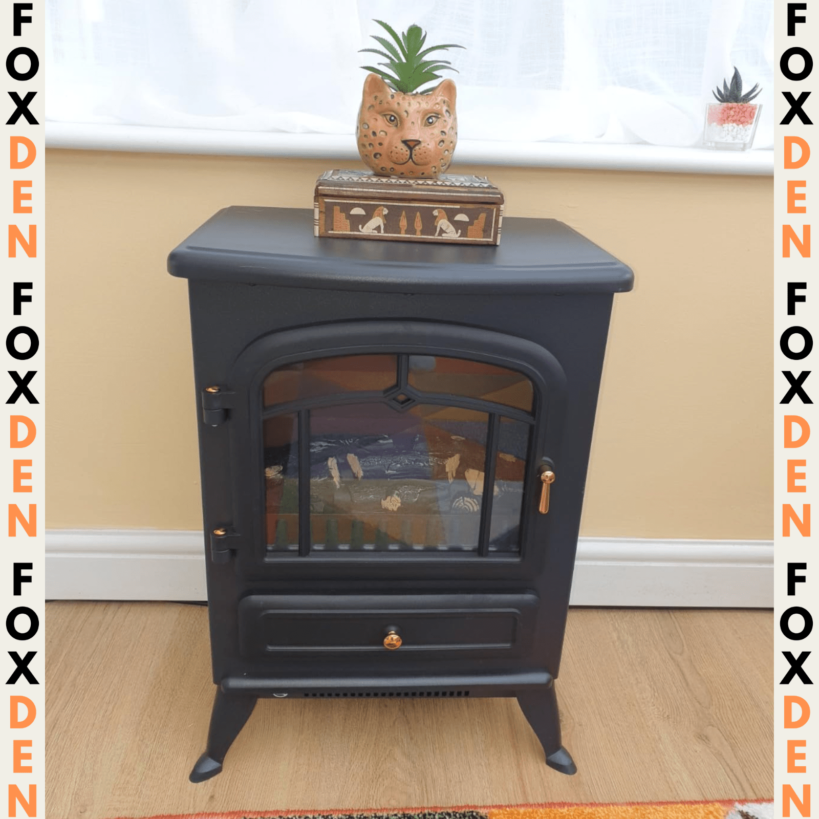 Vintage Freestanding Electric Fireplace Stove Heater Log Burning Flame Effect - Home and Garden Furniture Shop - rustic - furniture