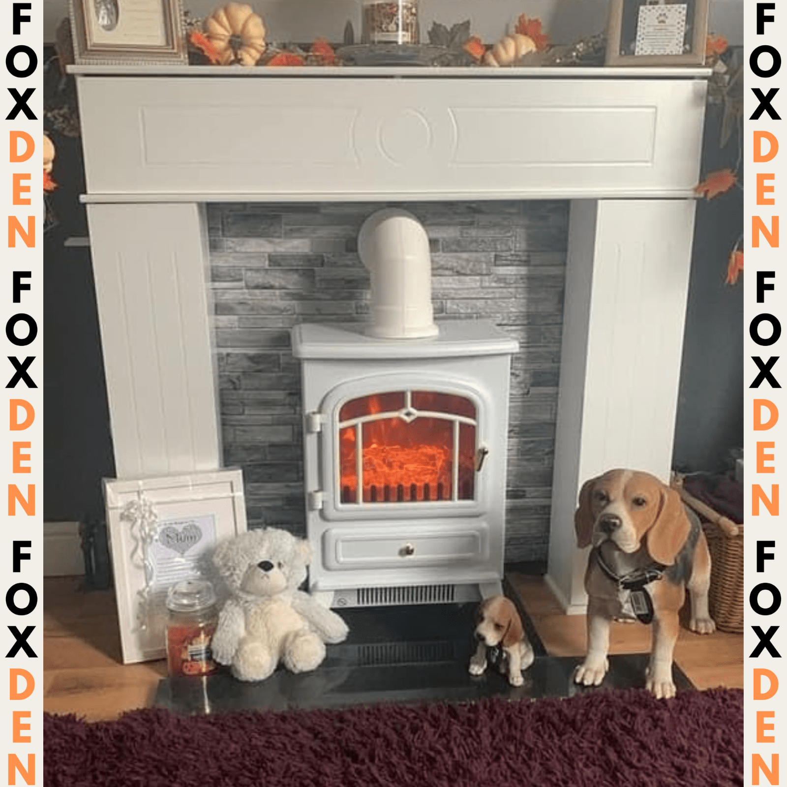 Vintage Freestanding Electric Fireplace Stove Heater Log Burning Flame Effect - Home and Garden Furniture Shop - rustic - furniture