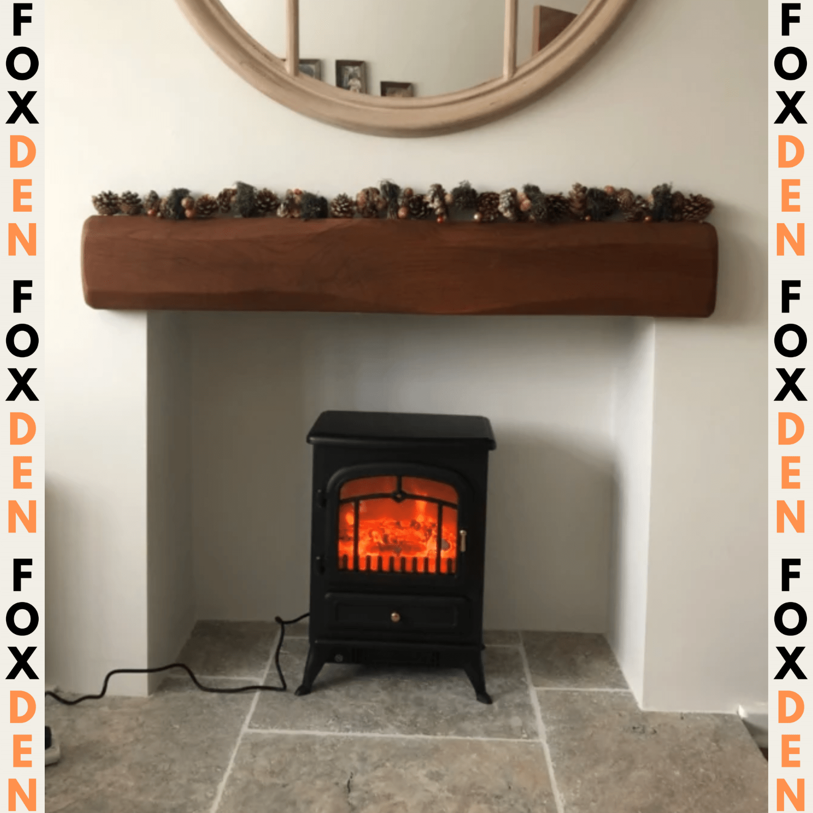 Vintage Freestanding Electric Fireplace Stove Heater Log Burning Flame Effect - Home and Garden Furniture Shop - rustic - furniture