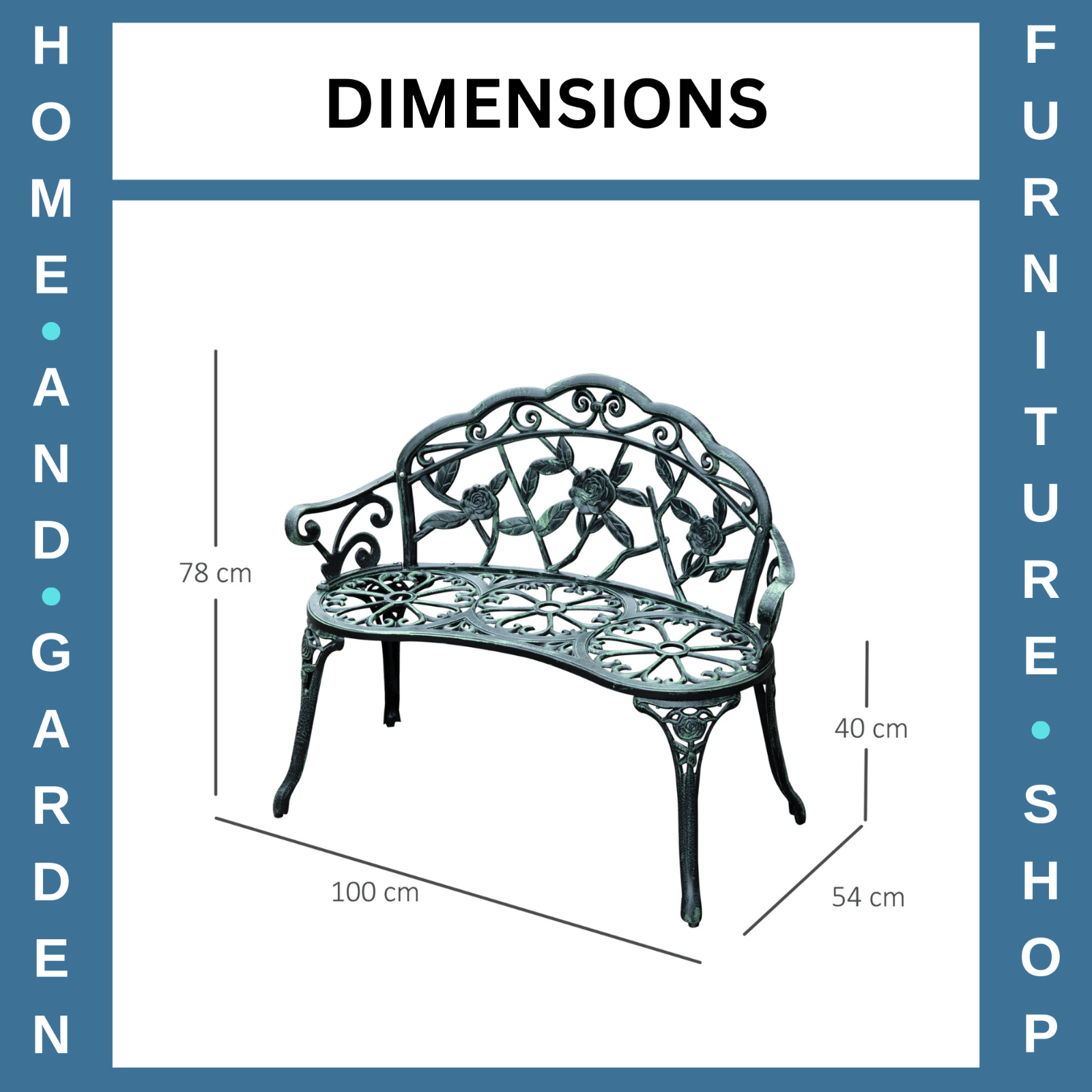 Vintage Garden Bench Porch Park Chair 2 Seater Antique Rose Style Cast Aluminium - Home and Garden Furniture Shop - rustic - furniture