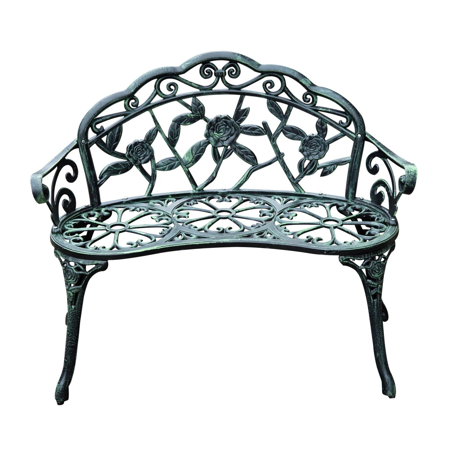 Vintage Garden Bench Porch Park Chair 2 Seater Antique Rose Style Cast Aluminium - Home and Garden Furniture Shop - rustic - furniture