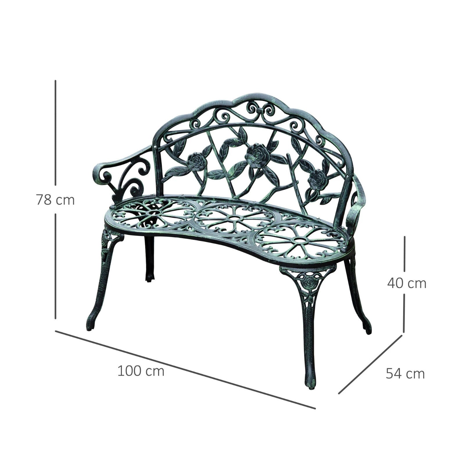 Vintage Garden Bench Porch Park Chair 2 Seater Antique Rose Style Cast Aluminium - Home and Garden Furniture Shop - #rustic - furniture#
