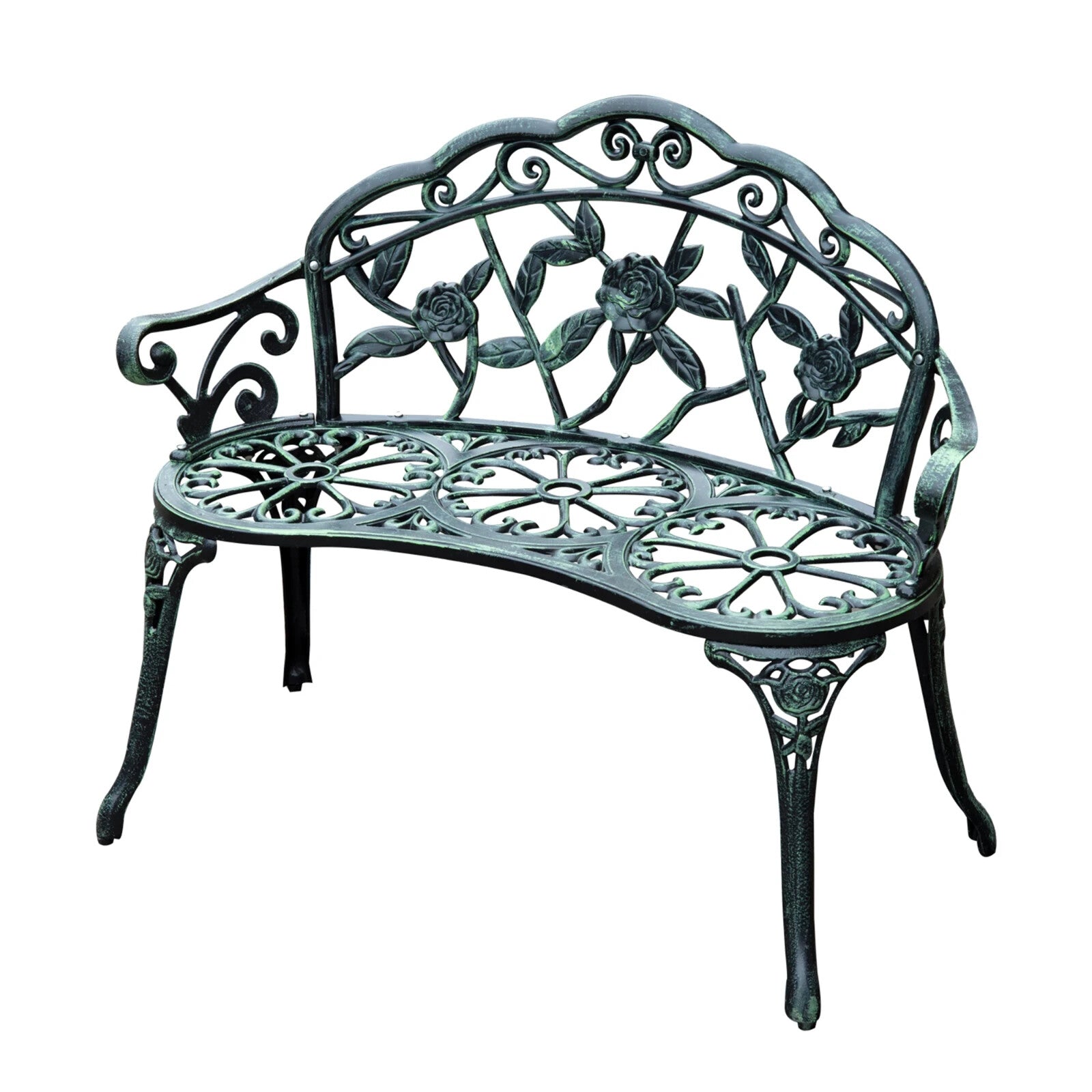 Vintage Garden Bench Porch Park Chair 2 Seater Antique Rose Style Cast Aluminium - Home and Garden Furniture Shop - rustic - furniture