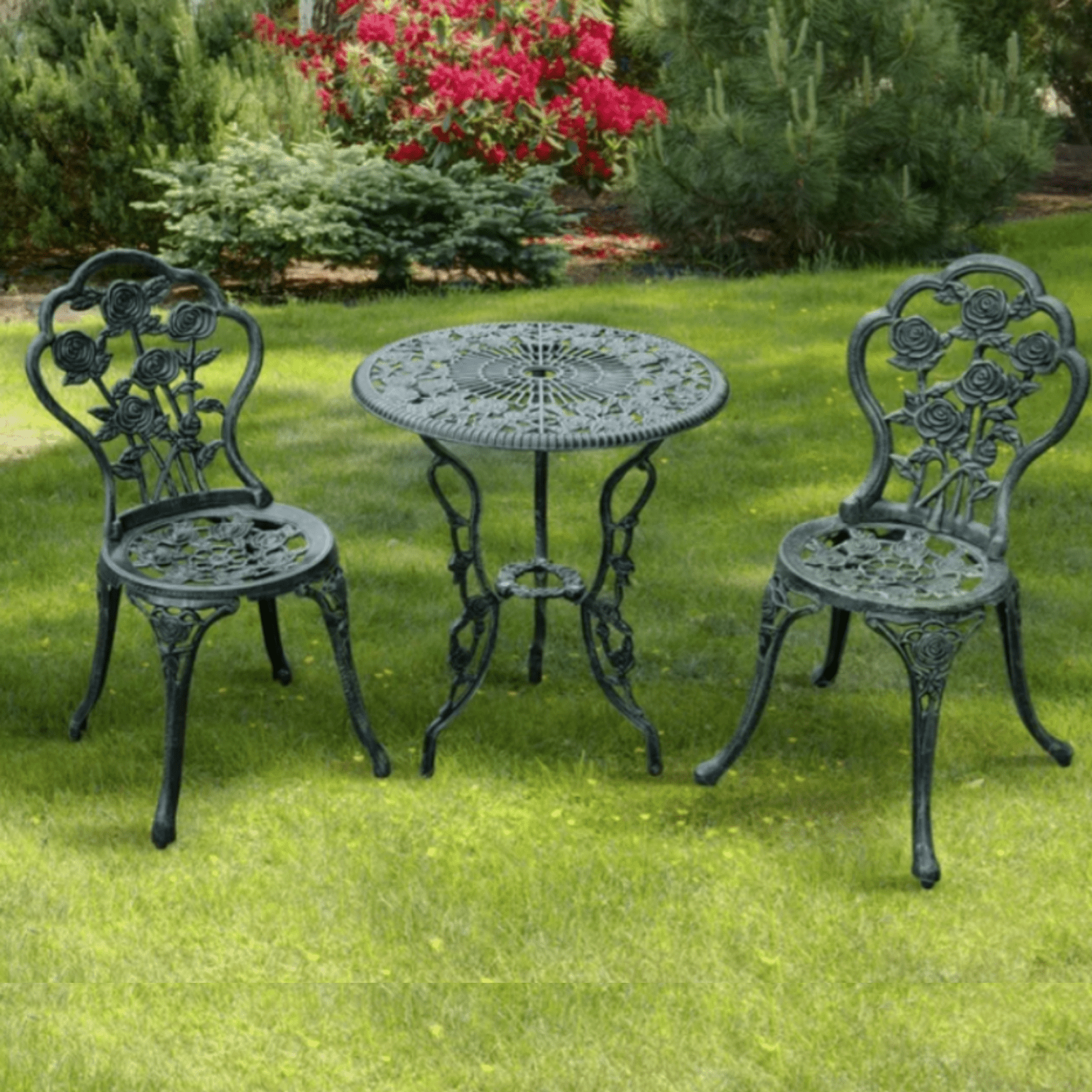 Vintage Garden Bistro Set Cast Aluminium Furniture Outdoor Patio 2 Chairs Table - Home and Garden Furniture Shop - rustic - furniture