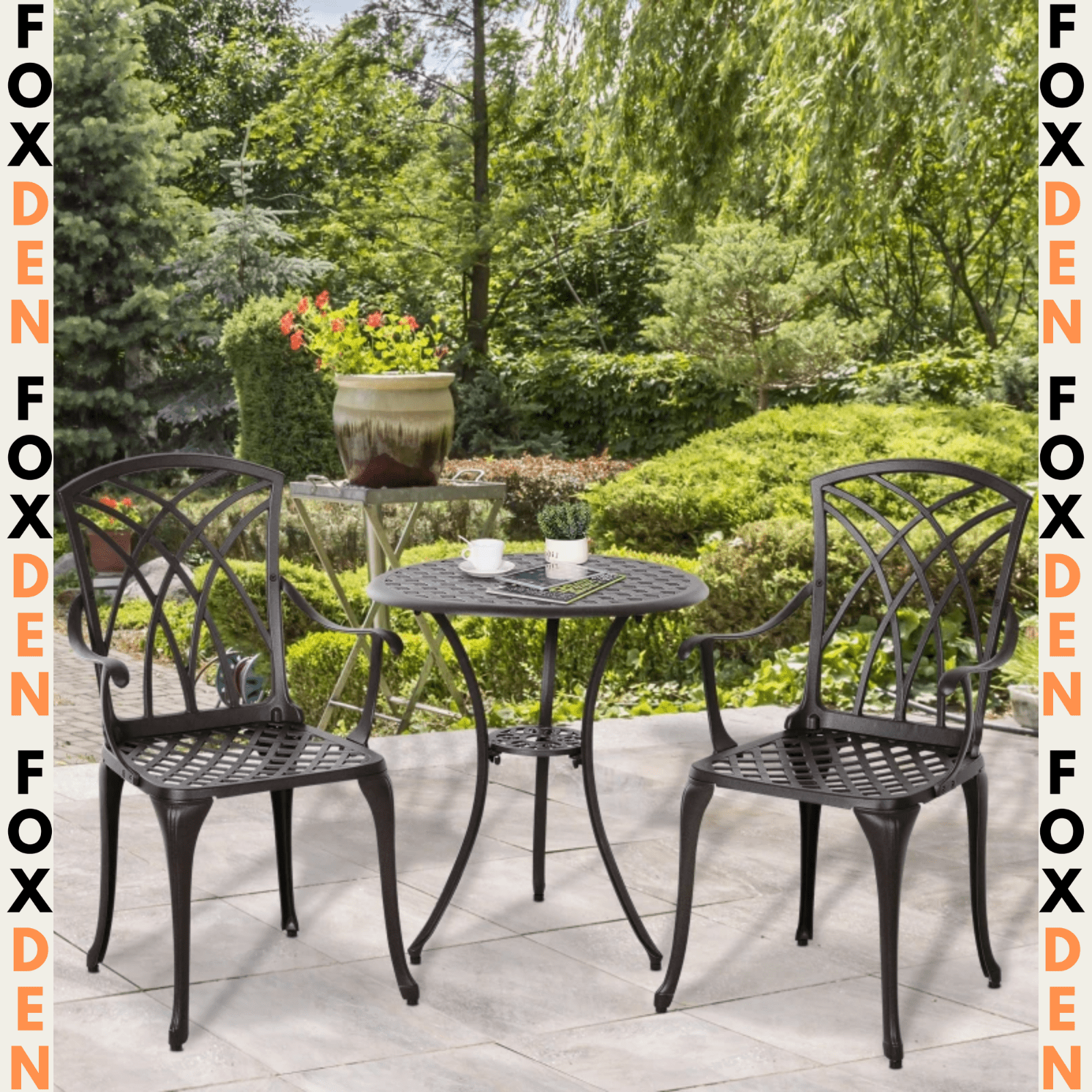 Vintage Garden Bistro Set Cast Aluminium Furniture Outdoor Patio 2 Chairs Table - Home and Garden Furniture Shop - rustic - furniture