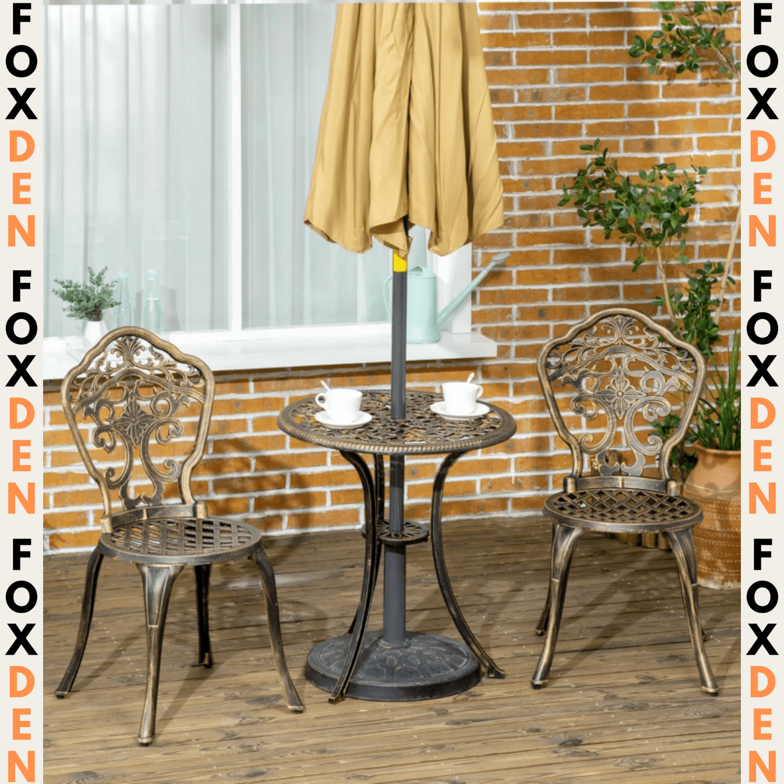 Vintage Garden Bistro Set Cast Aluminium Furniture Outdoor Patio 2 Chairs Table - Home and Garden Furniture Shop - rustic - furniture