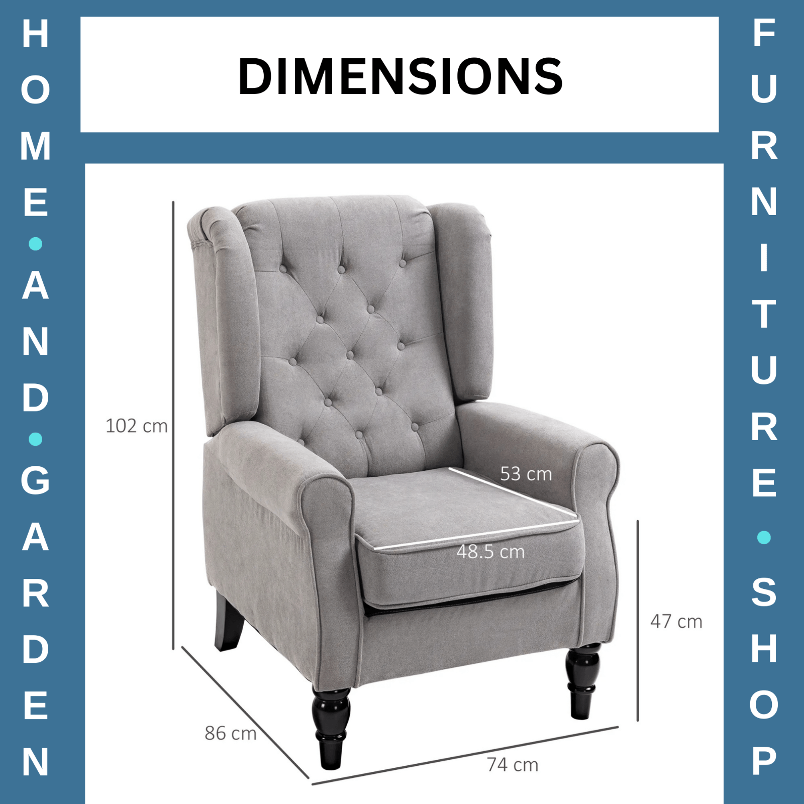 Vintage Grey Wingback Armchair Sofa High Wing Back Accent Seat Retro Comfy Chair - Home and Garden Furniture Shop - rustic - furniture