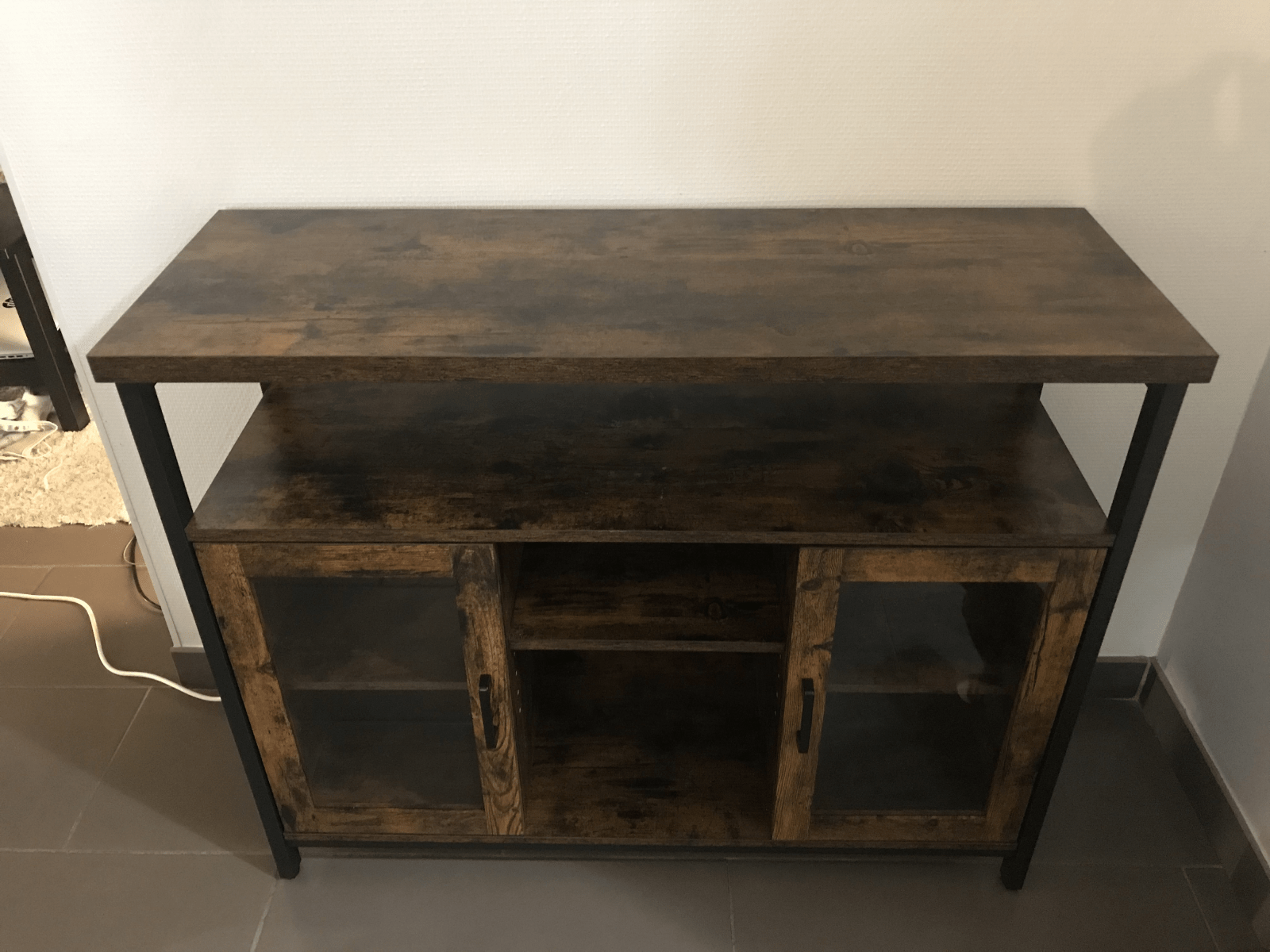 Vintage Industrial Sideboard Buffet Cabinet Adjustable Shelves 2 Glass Doors NEW - Home and Garden Furniture Shop - rustic - furniture