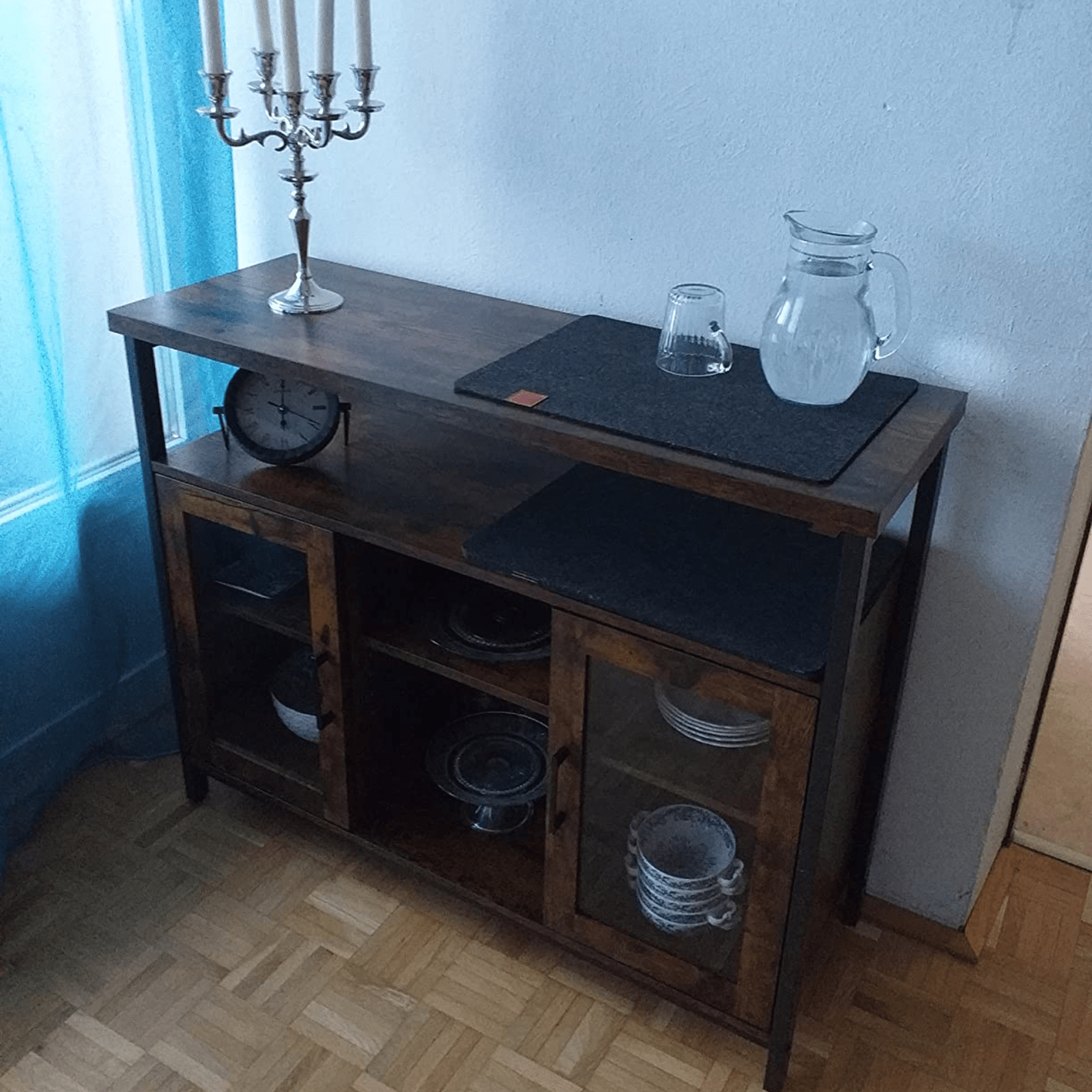 Vintage Industrial Sideboard Buffet Cabinet Adjustable Shelves 2 Glass Doors NEW - Home and Garden Furniture Shop - rustic - furniture