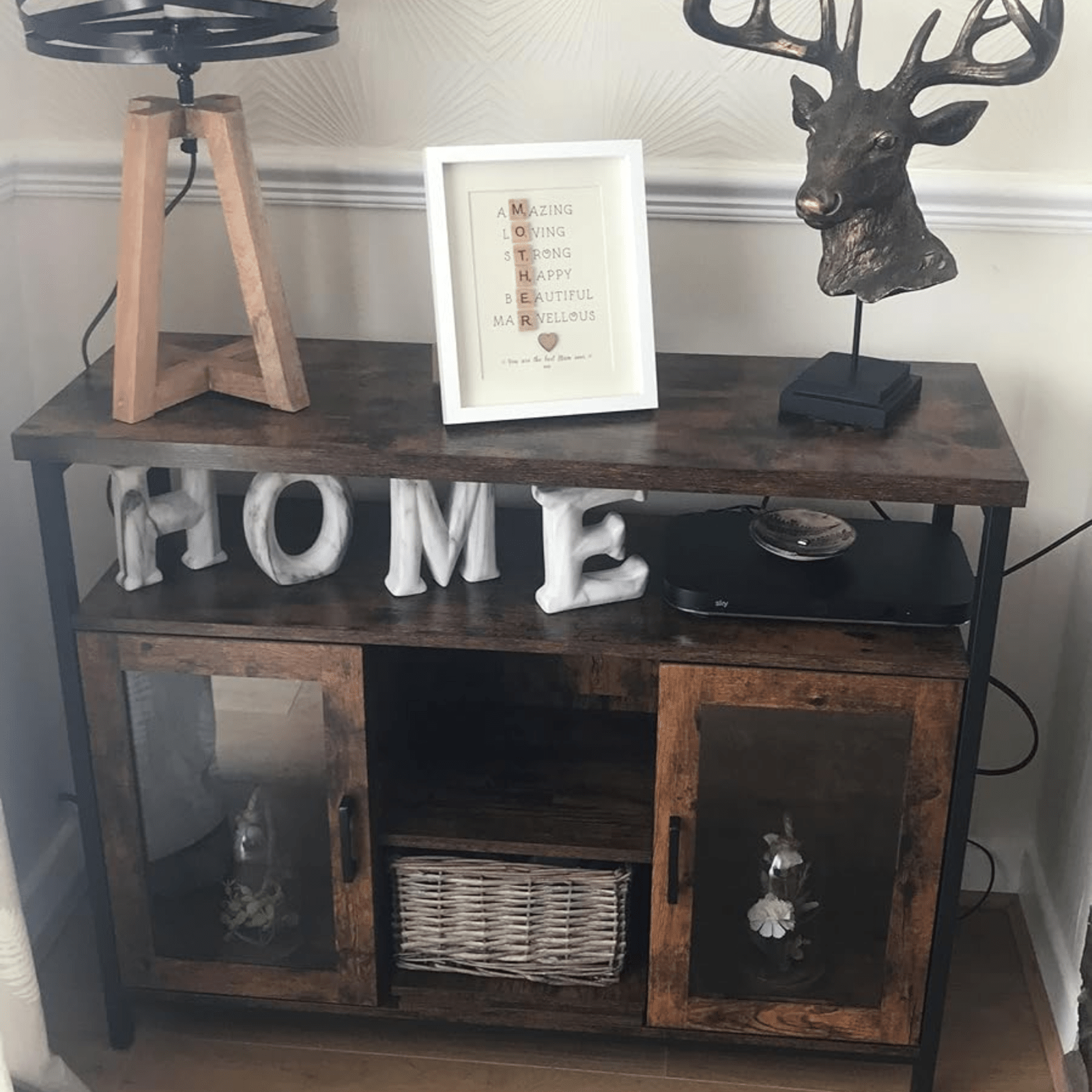 Vintage Industrial Sideboard Buffet Cabinet Adjustable Shelves 2 Glass Doors NEW - Home and Garden Furniture Shop - rustic - furniture