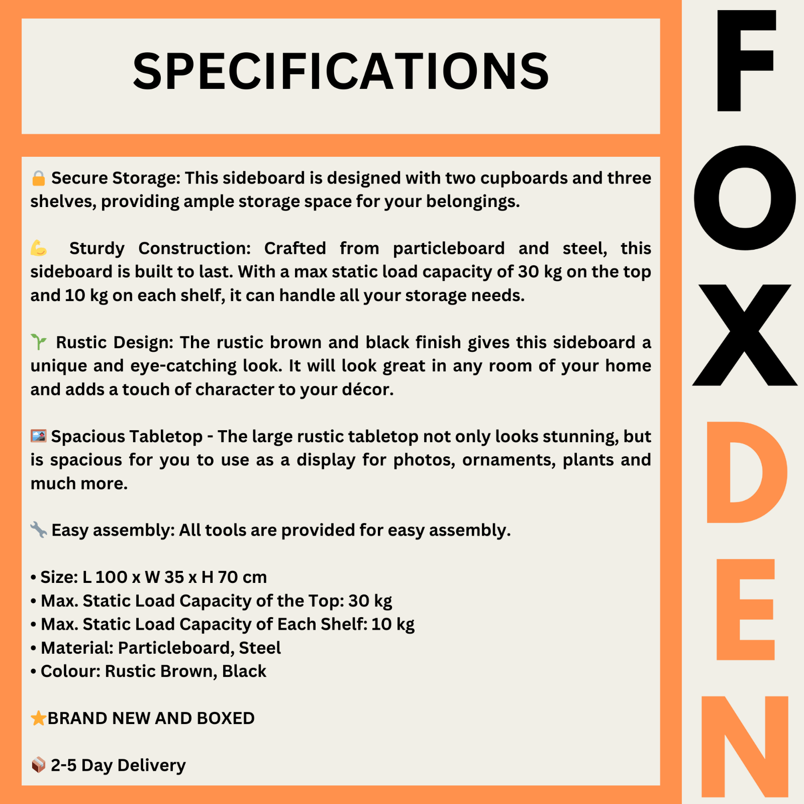 Vintage Industrial Sideboard Cabinet Farmhouse Barn Doors Cupboard Storage Shelf - Home and Garden Furniture Shop - rustic - furniture