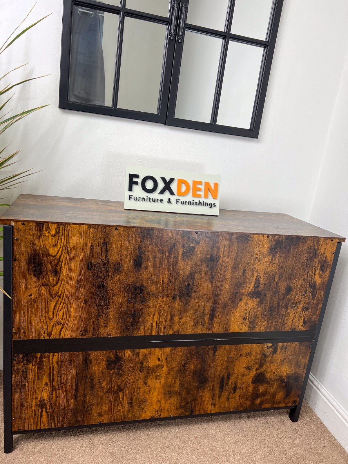 Vintage Industrial Sideboard Cabinet Farmhouse Barn Doors Cupboard Storage Shelf - Home and Garden Furniture Shop - rustic - furniture