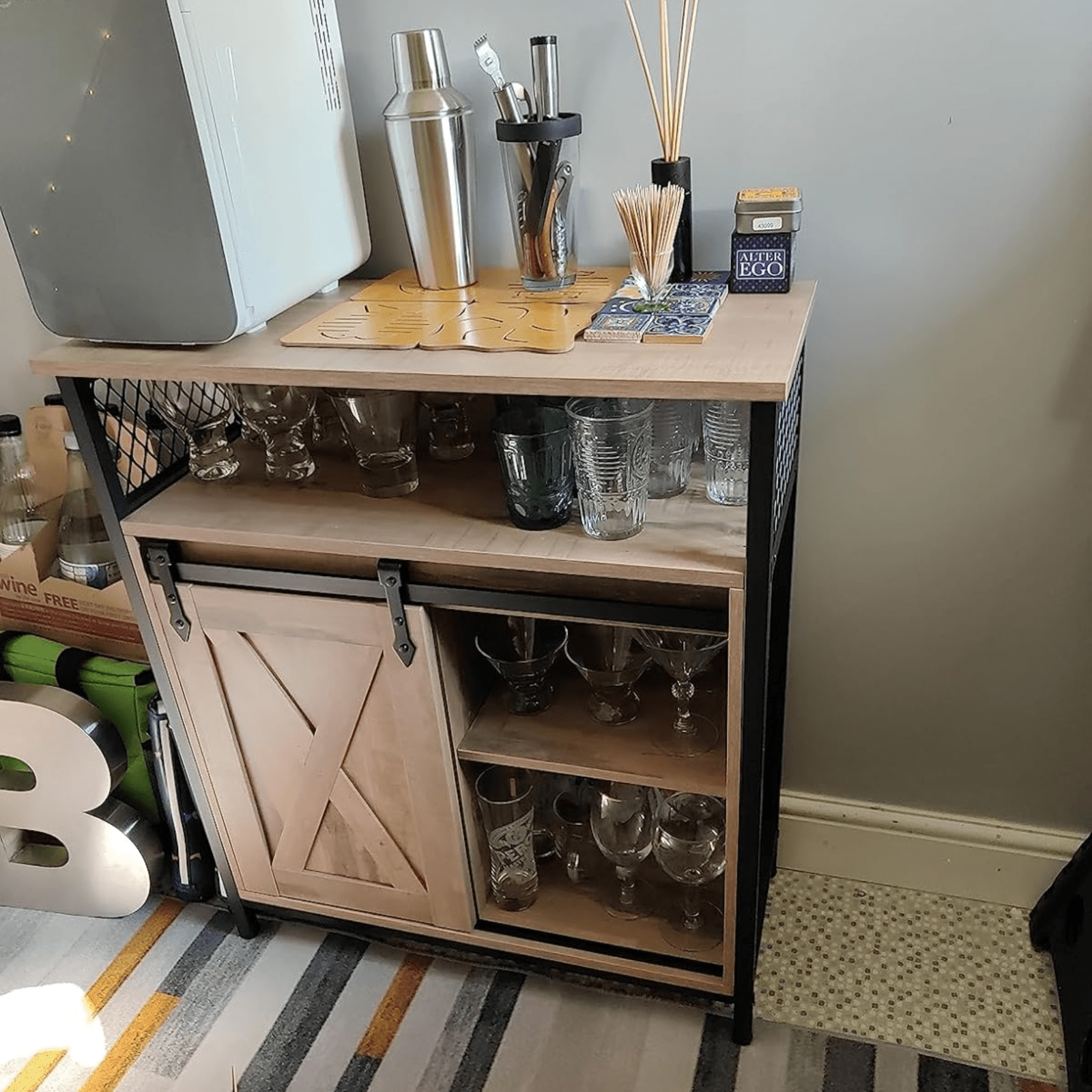 Vintage Industrial Sideboard Rustic Drinks Cabinet with Shelf Side Storage Unit - Home and Garden Furniture Shop - rustic - furniture