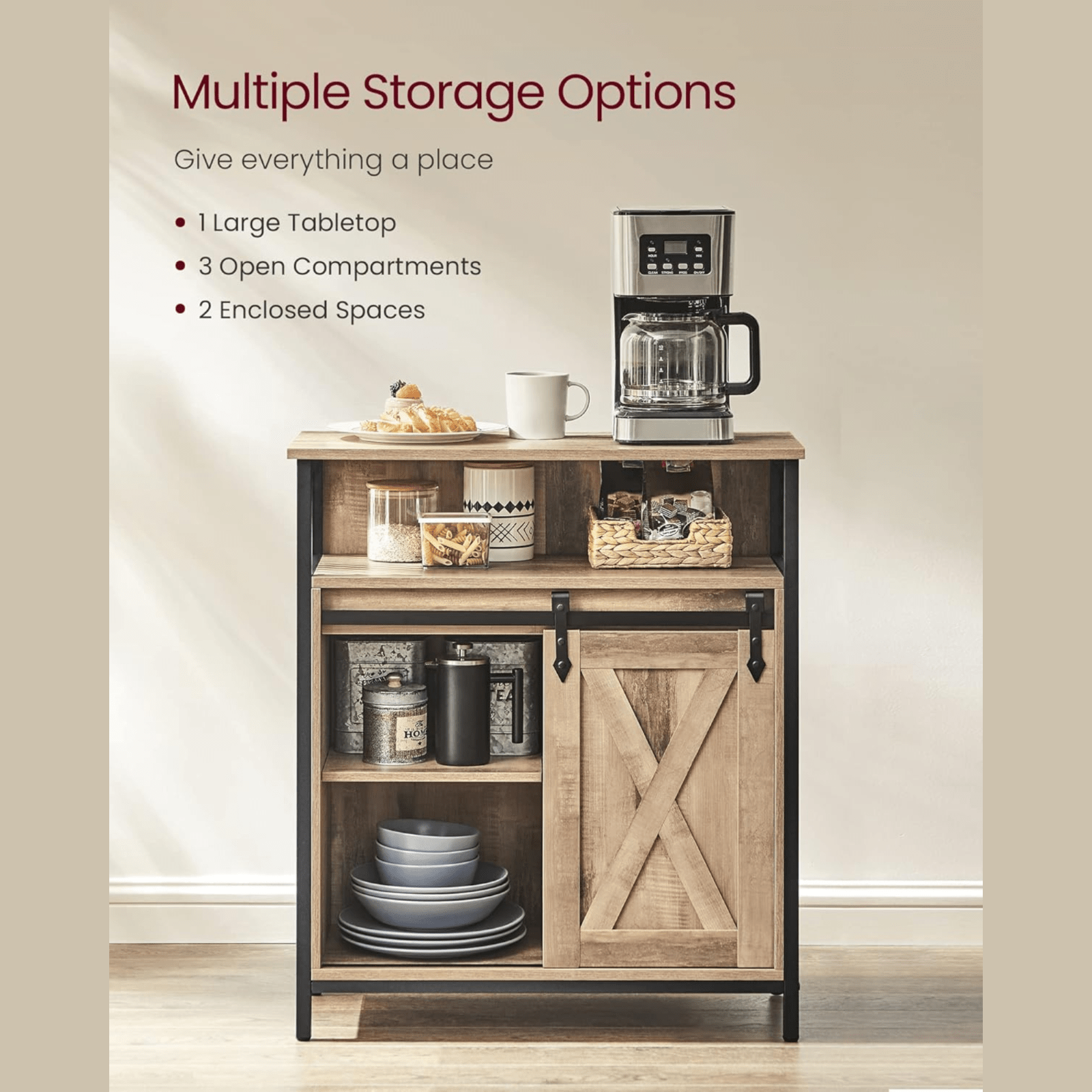 Vintage Industrial Sideboard Rustic Drinks Cabinet with Shelf Side Storage Unit - Home and Garden Furniture Shop - rustic - furniture